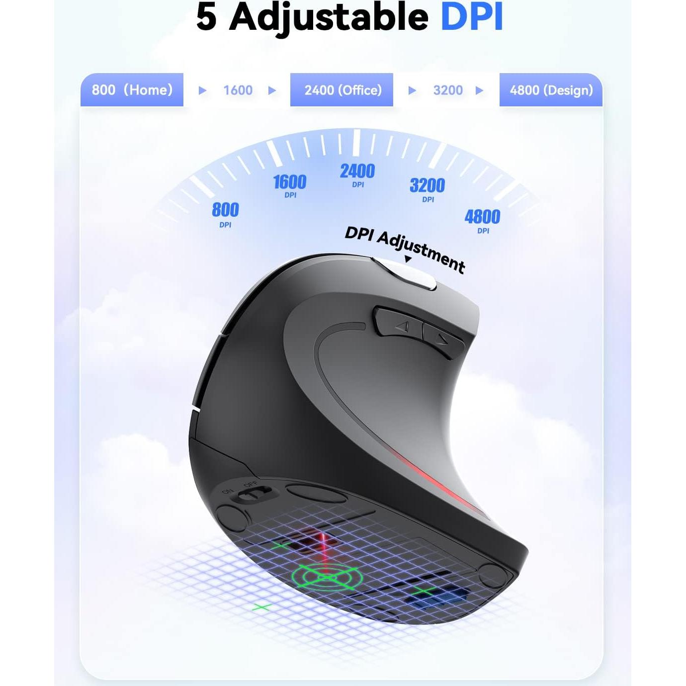 Ratón Ergonómico TECKNET Vertical Inalámbrico 4800 DPI Negro