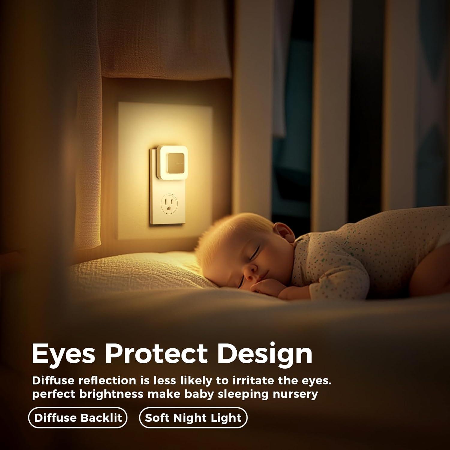 Luz Nocturna LED Midea 3000K Enchufar Pared Sensor Crepúsculo