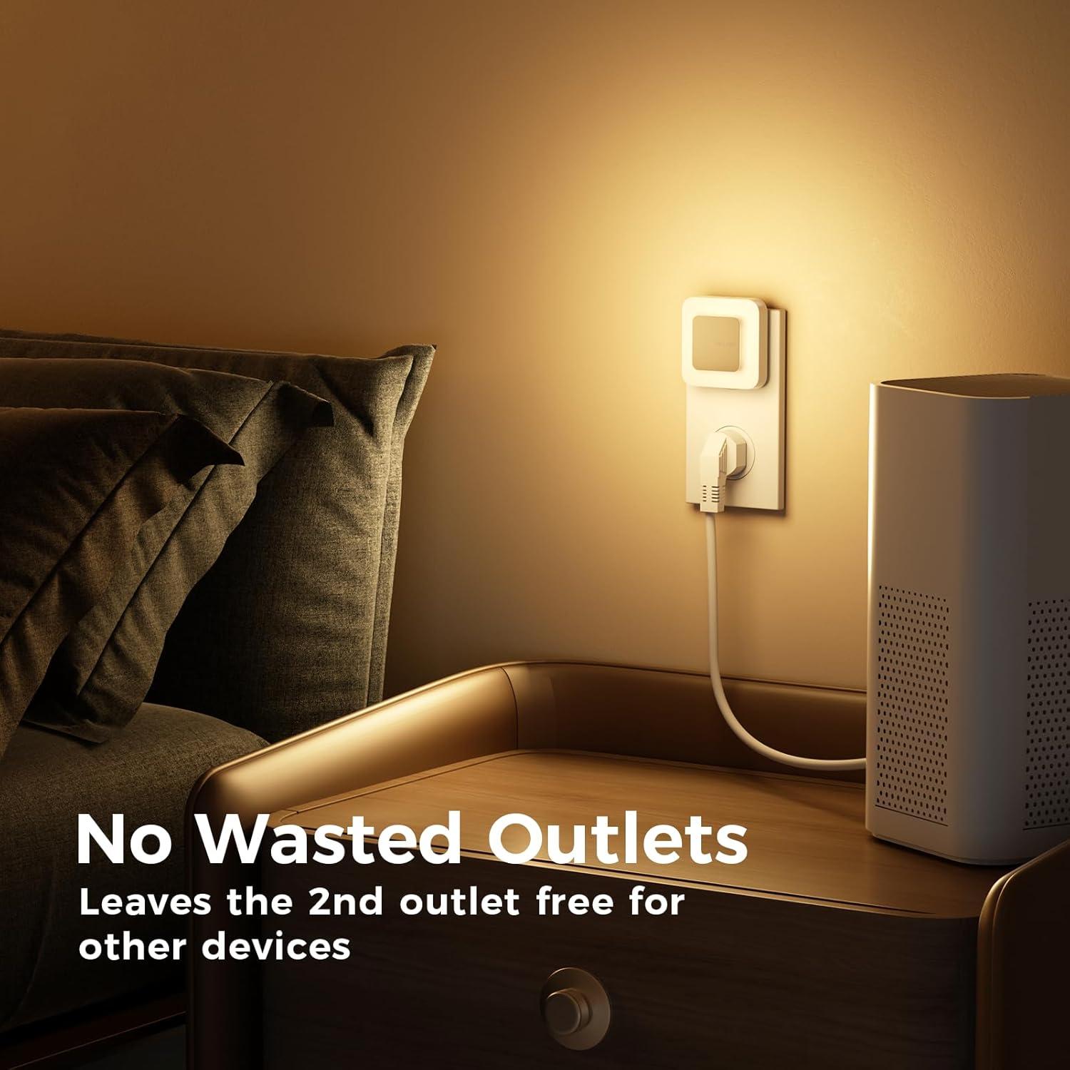 Luz Nocturna LED Midea 3000K Enchufar Pared Sensor Crepúsculo