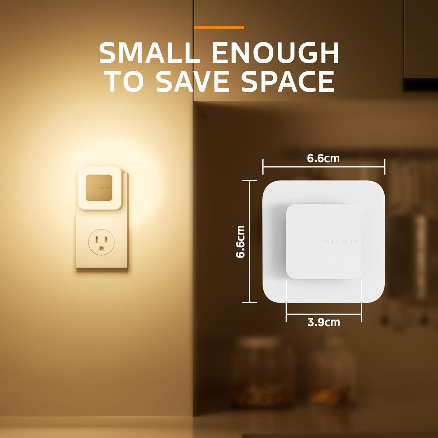 Luz Nocturna LED Midea 3000K Enchufar Pared Sensor Crepúsculo