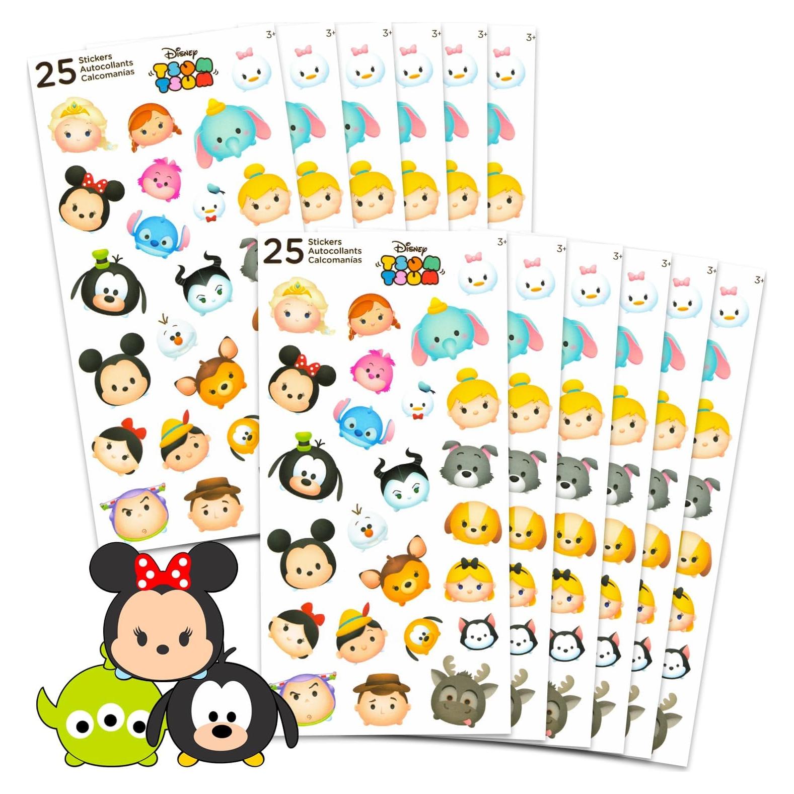 Stickers Tsum Tsum Disney - 12 Hojas para Fiestas Niños