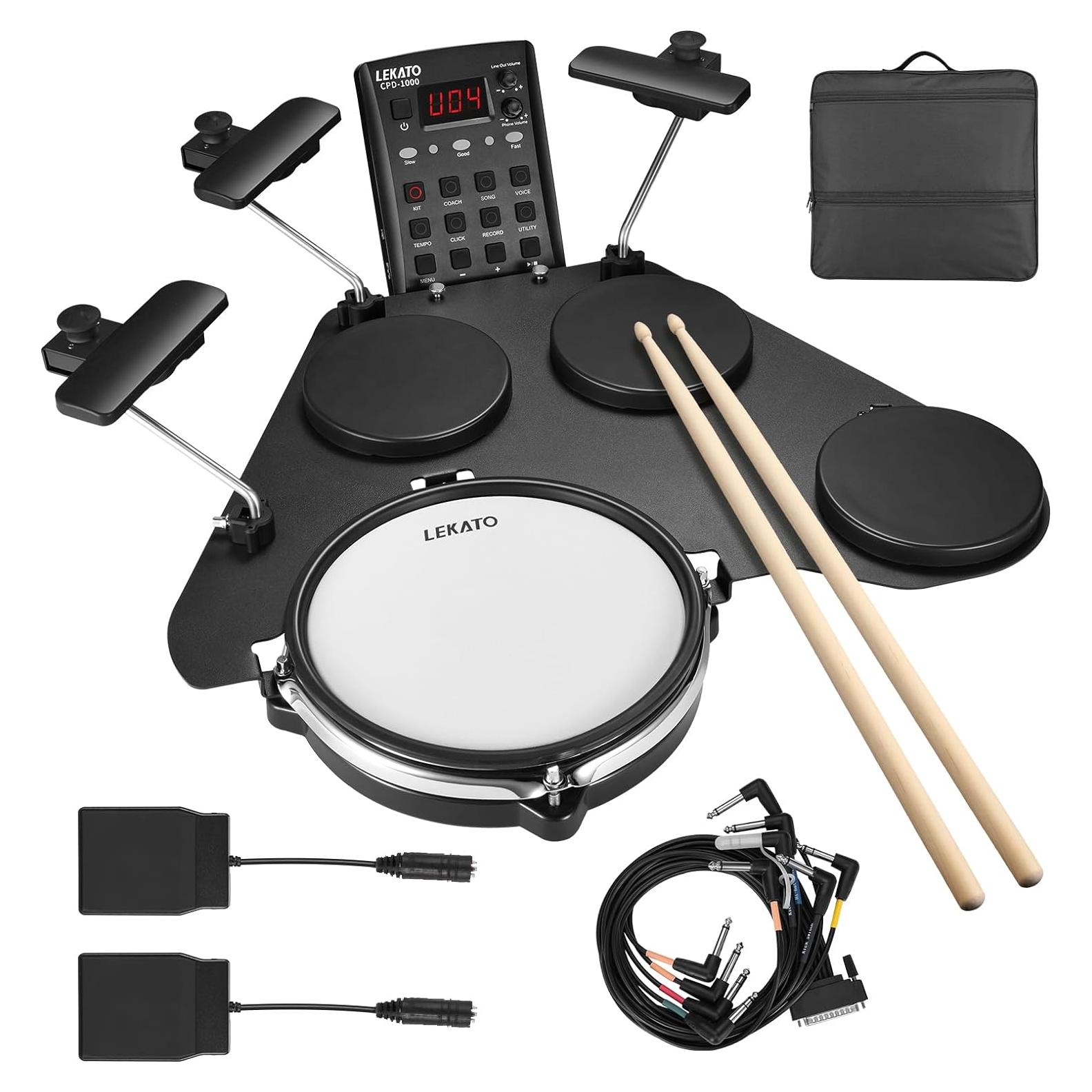 Batería Electrónica LEKATO CPD-1000 Portátil con 220 Sonidos