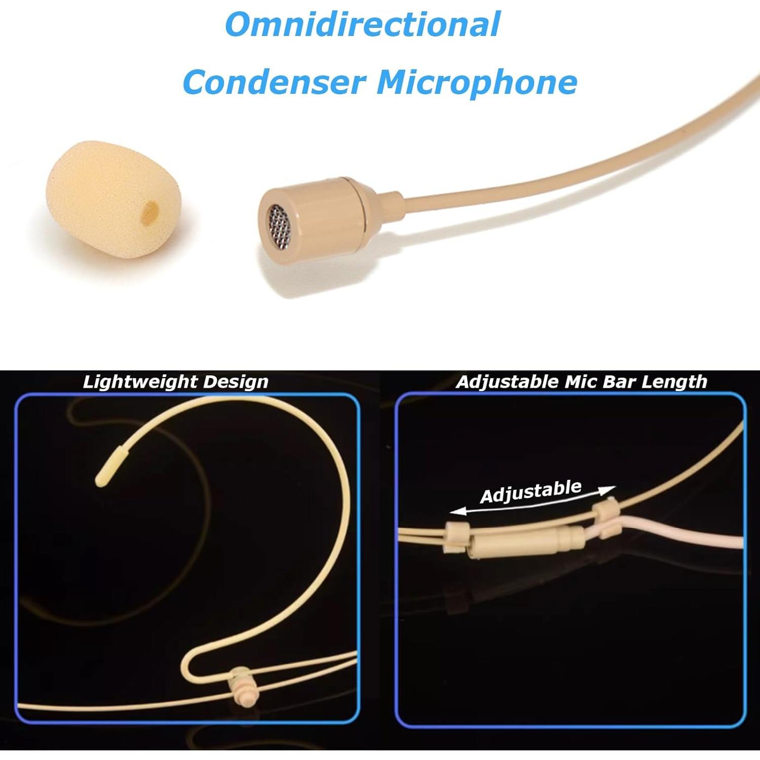 Micrófono de Auricular Doble Beige XHXJCYS con Conector Mini XLR