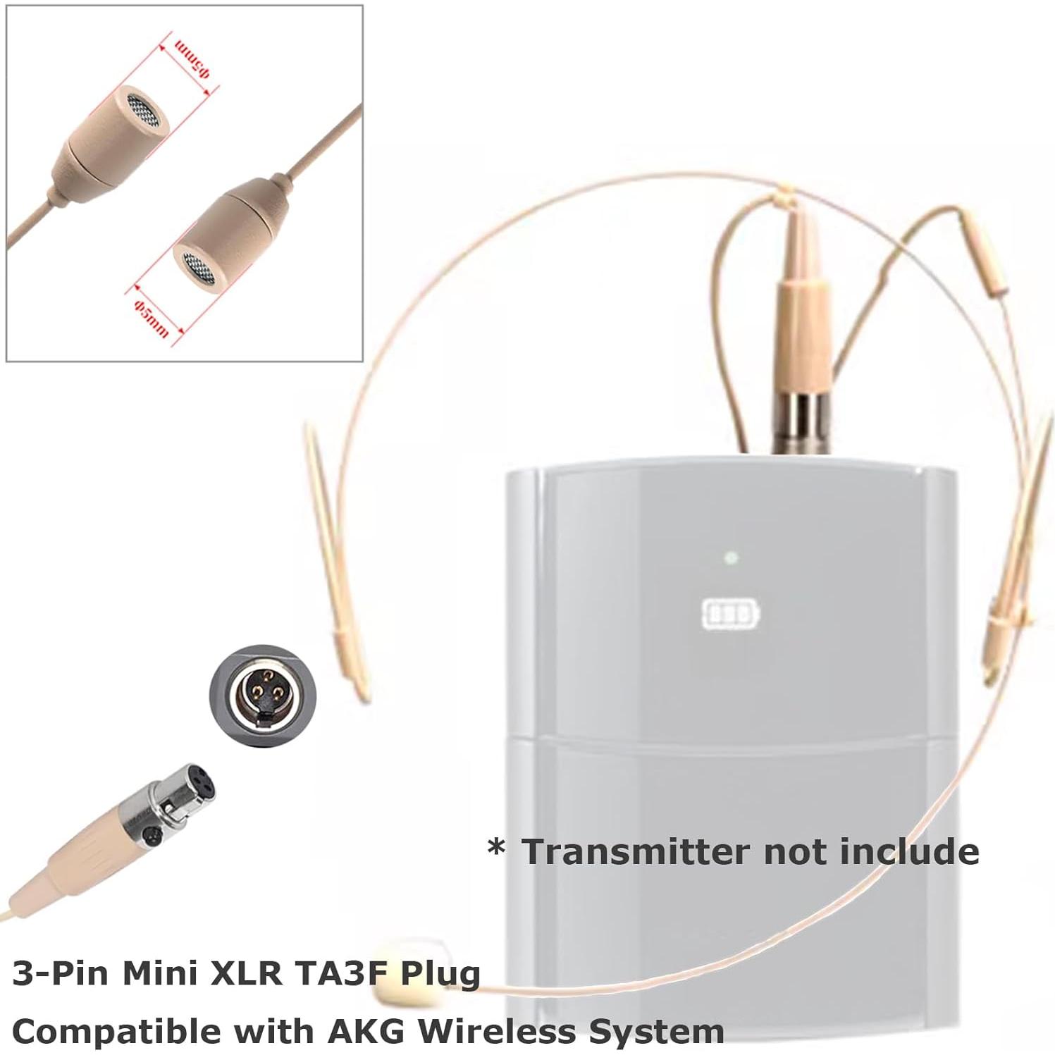Micrófono de Auricular Doble Beige XHXJCYS con Conector Mini XLR