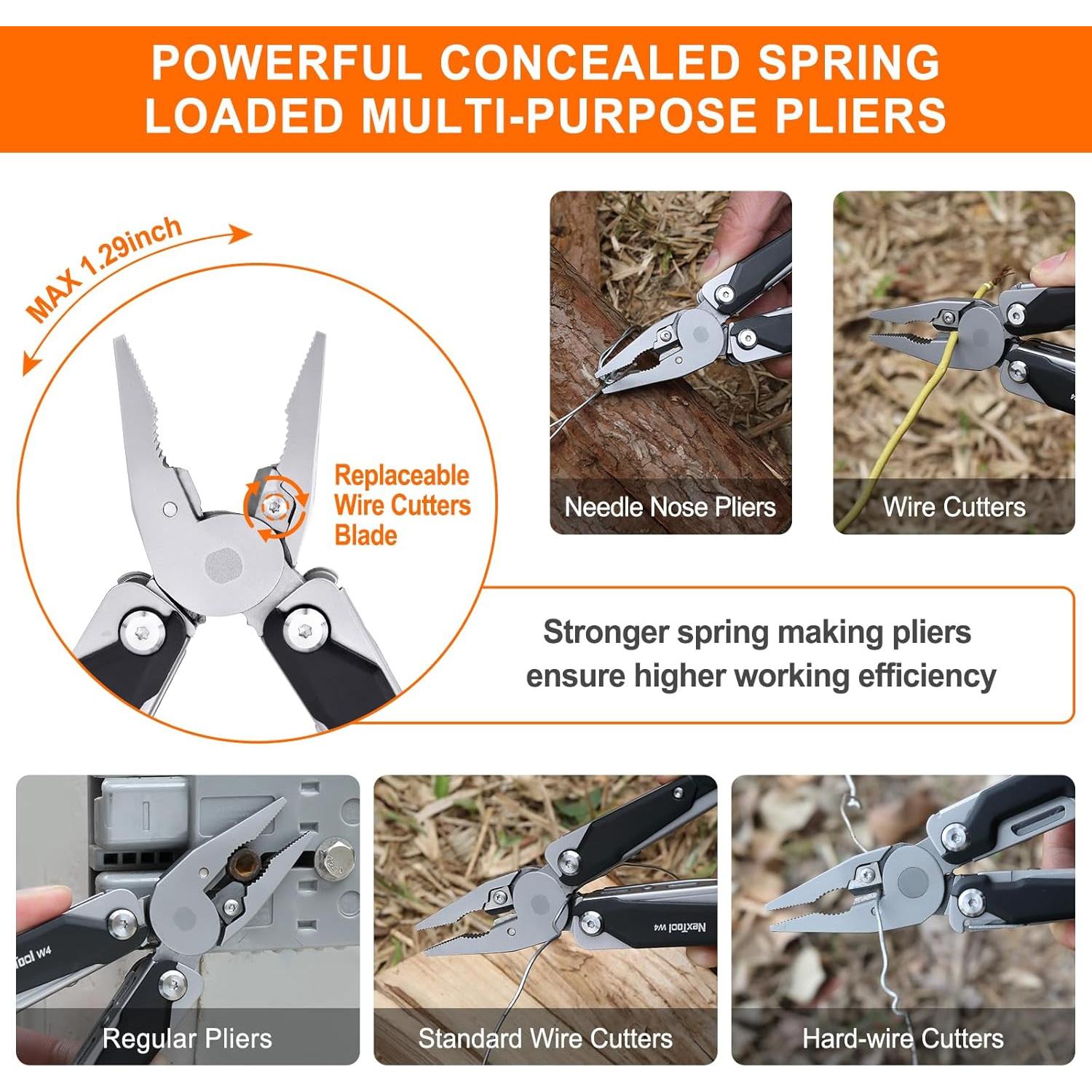 NexTool W4 Adjustable Ratchet Wrench Multitool, 11-IN-1 Foldable EDC Tool with Pliers, Knife, Saw and Screwdriver, Multi Tool for Camping, DIY, and Gifts for Him