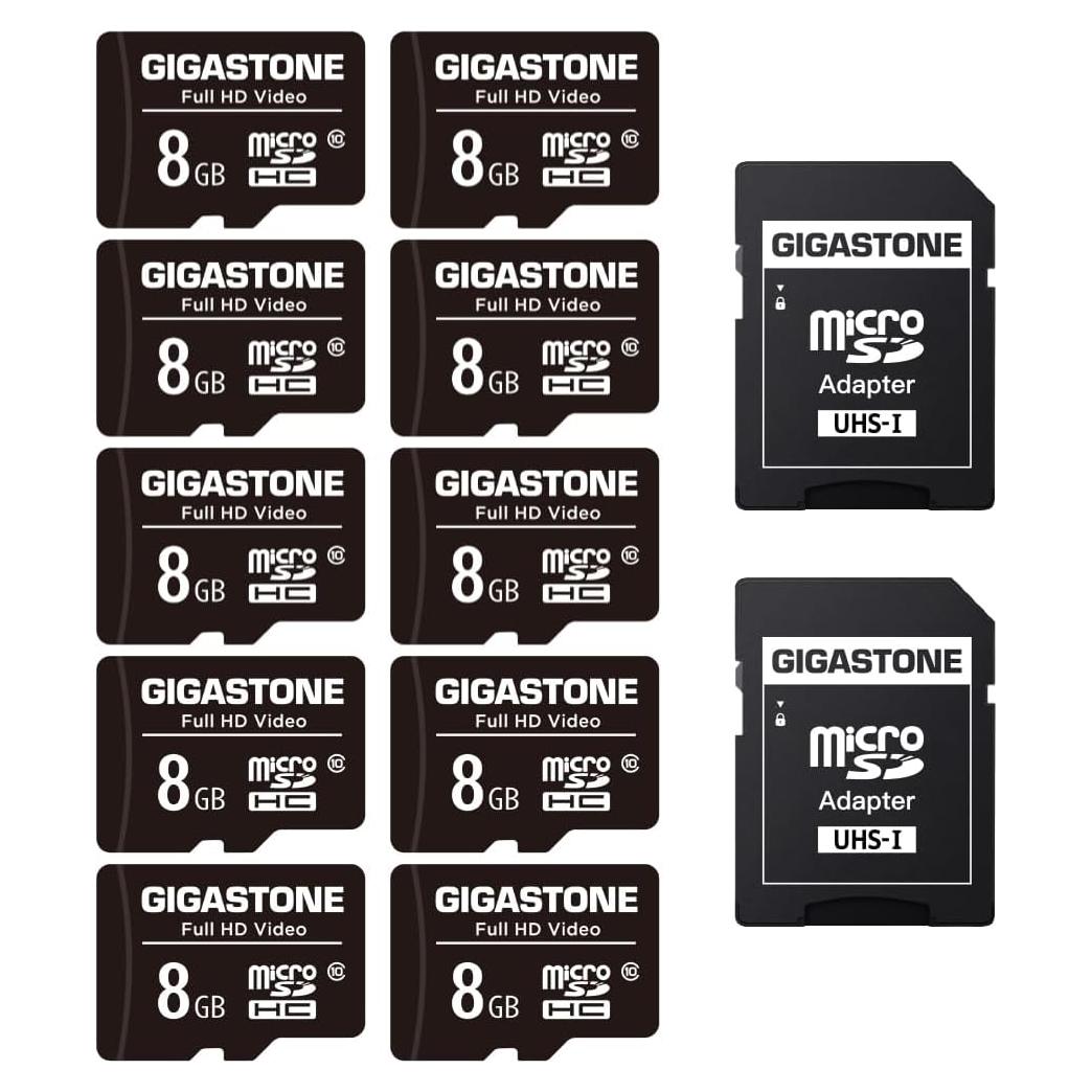 Tarjeta Micro SD 8GB Gigastone Full HD Paquete de 10