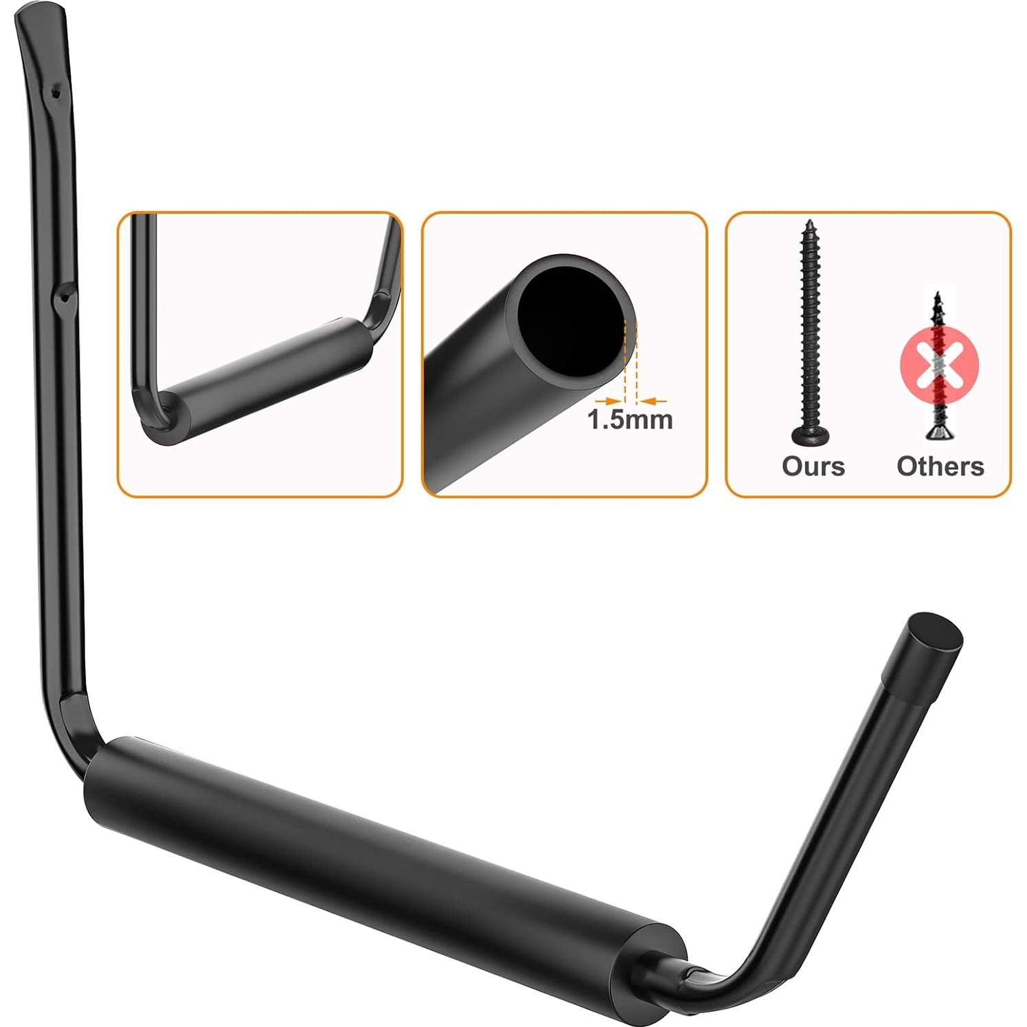 Soporte de Kayak Pared WALMANN 4 Ganchos Metal Negro 22.68kg