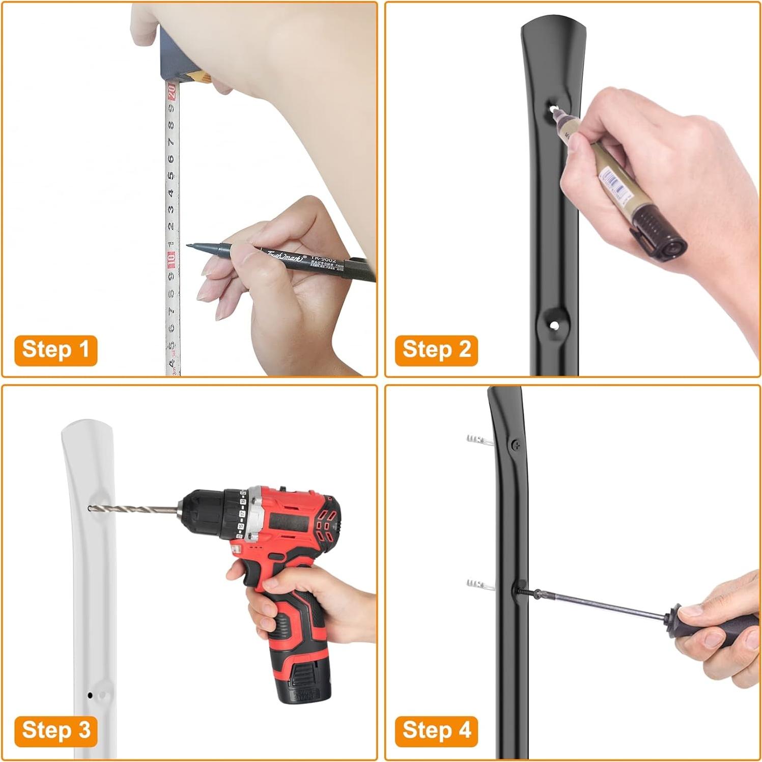 Soporte de Kayak Pared WALMANN 4 Ganchos Metal Negro 22.68kg