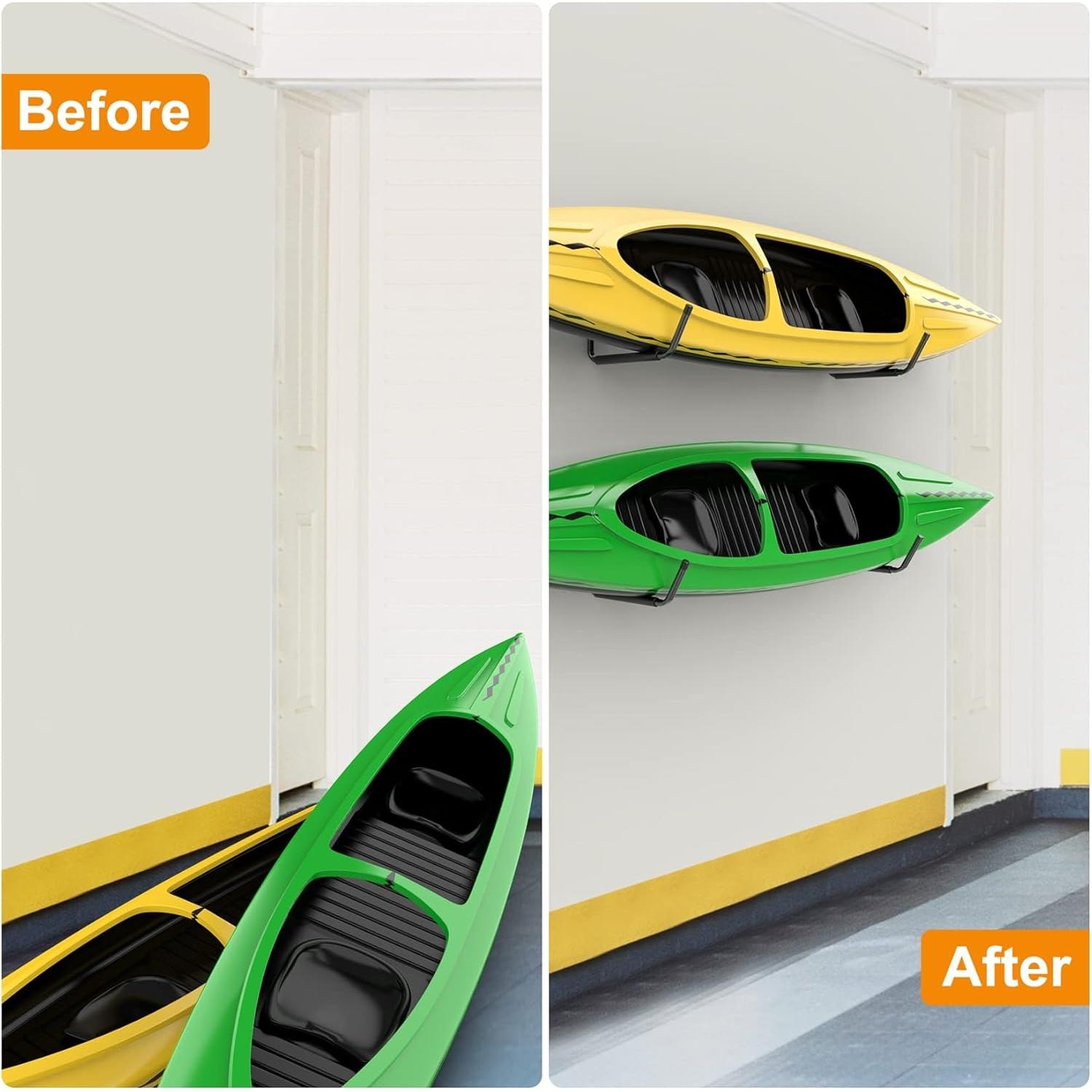 Soporte de Kayak Pared WALMANN 4 Ganchos Metal Negro 22.68kg