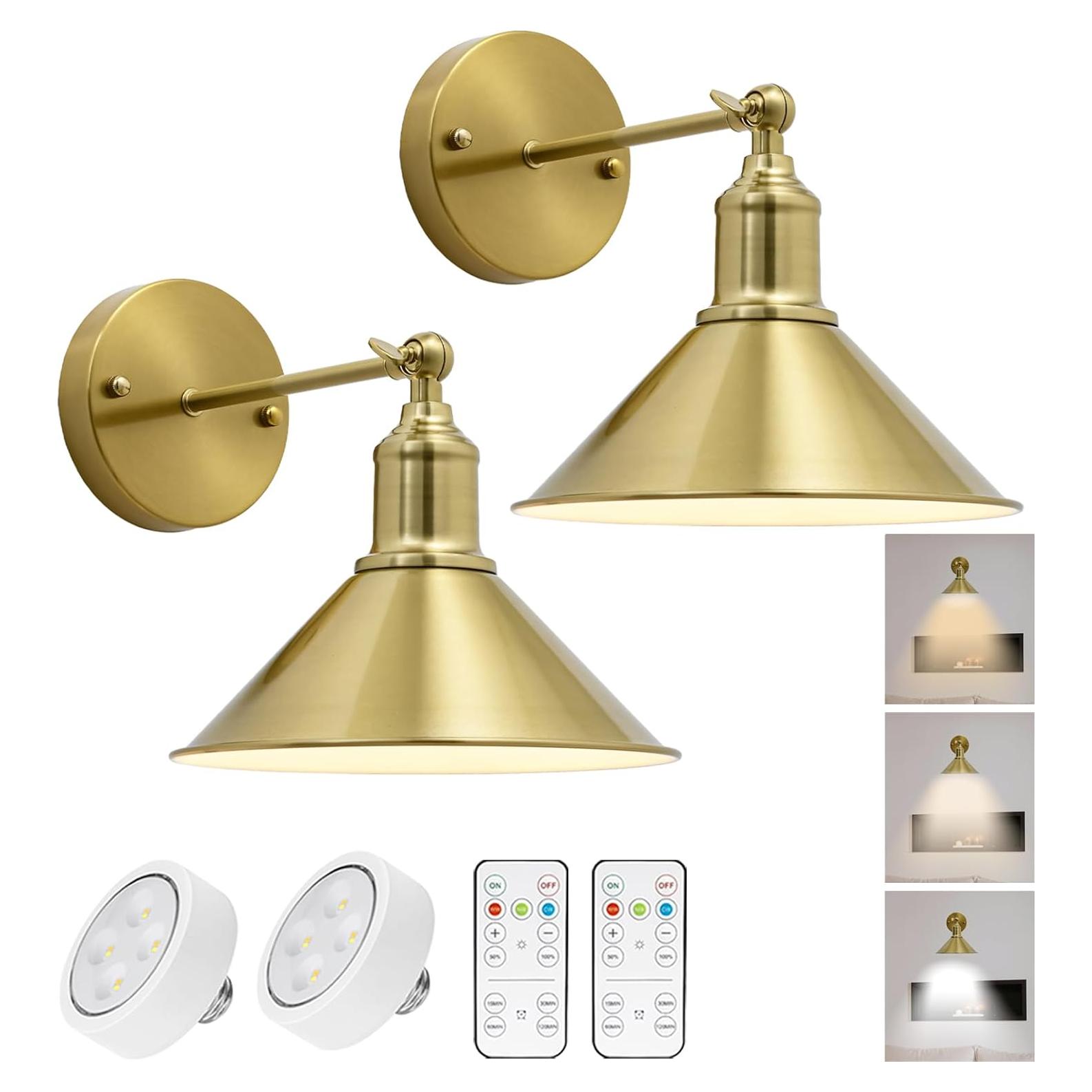 Aplique de Pared LED Franing Dorado con Control Remoto - 2 Unidades