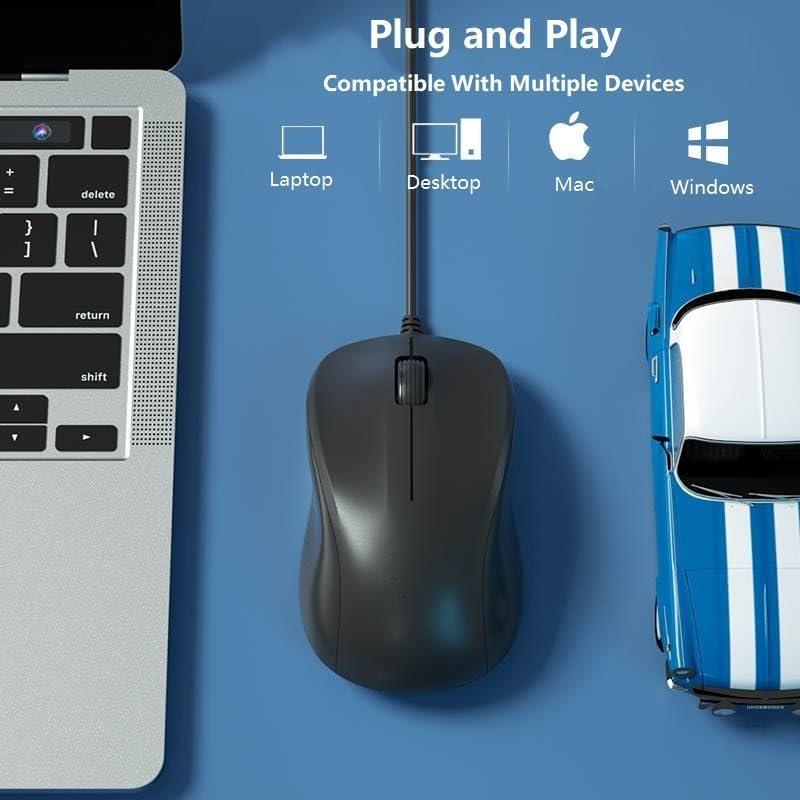 Ratón USB Silencioso CORN Negro 1200DPI Ergonómico para PC