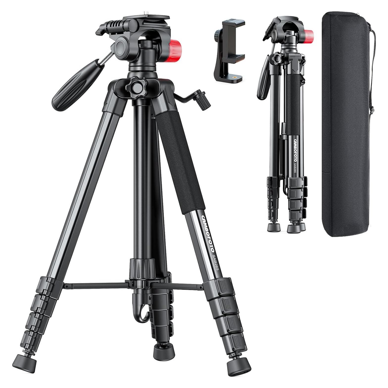 Trípode Profesional CAMBOFOTO 74" Aluminio Ajustable 1.27 kg