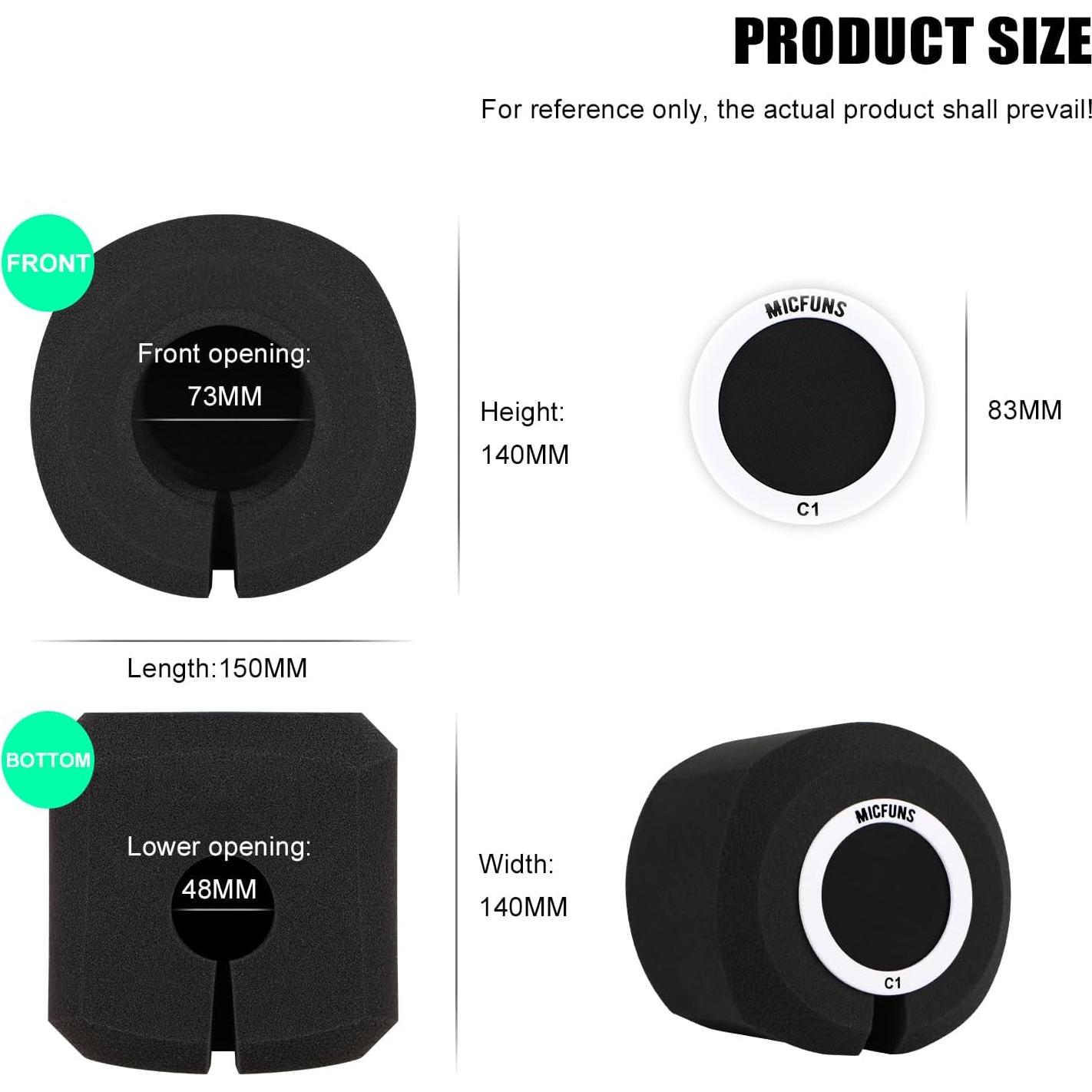 Filtro Antiviento Profesional C1 para Micrófono 45-60mm Negro