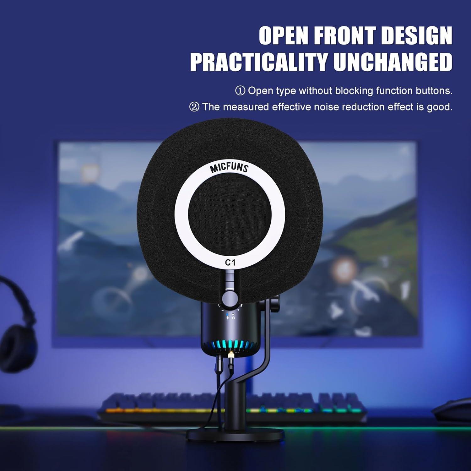 Filtro Antiviento Profesional C1 para Micrófono 45-60mm Negro