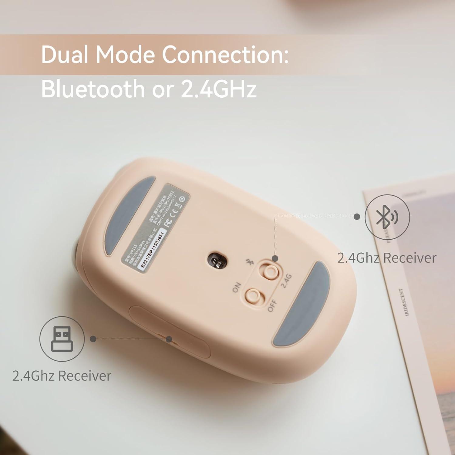 Ratón Inalámbrico Lofree Wavy Chips Doble Modo 5 DPI - Té con Leche