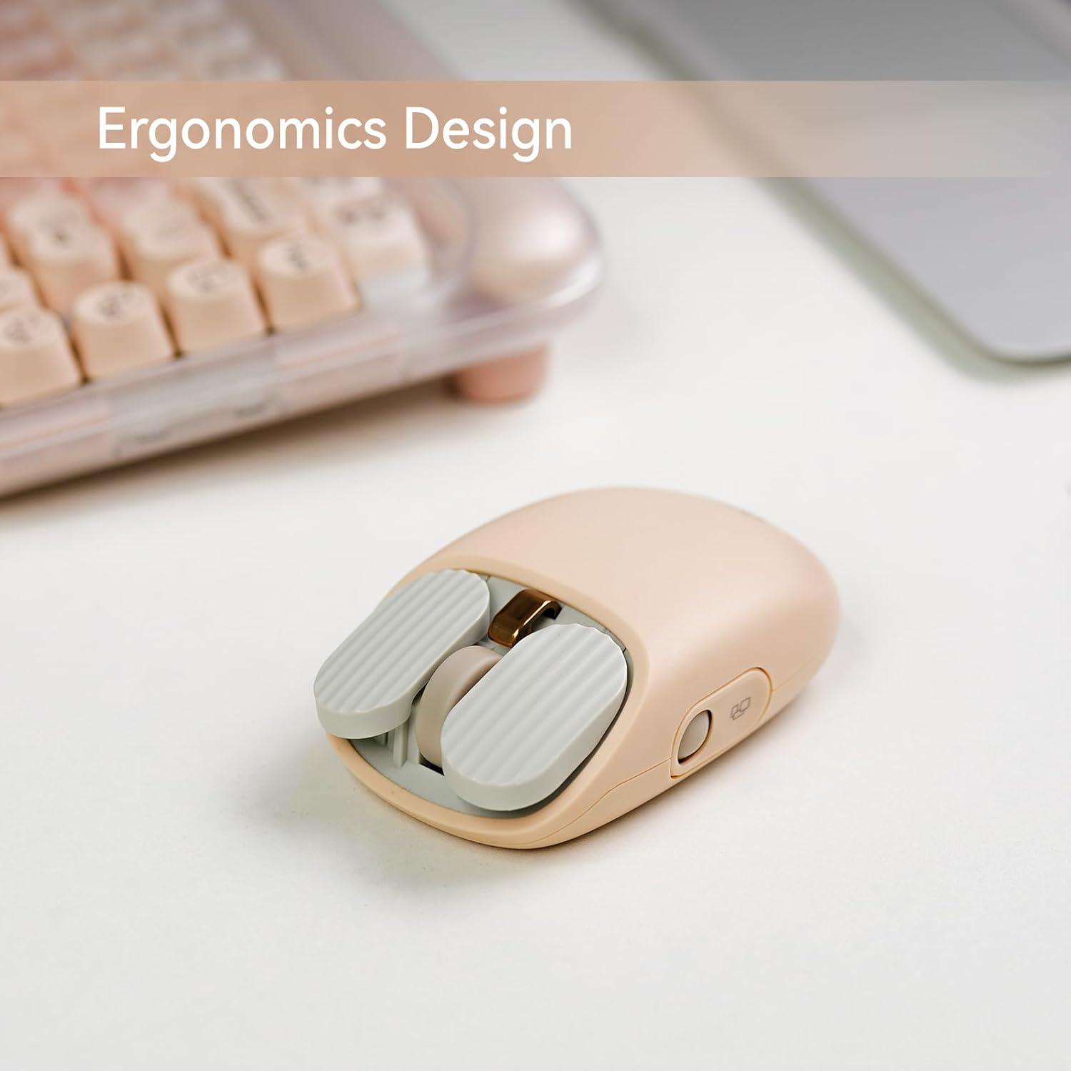 Ratón Inalámbrico Lofree Wavy Chips Doble Modo 5 DPI - Té con Leche