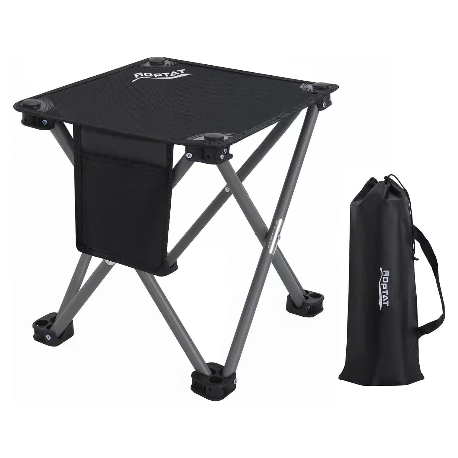 Taburete Plegable Roptat 33x33cm Negro para Camping y Playa