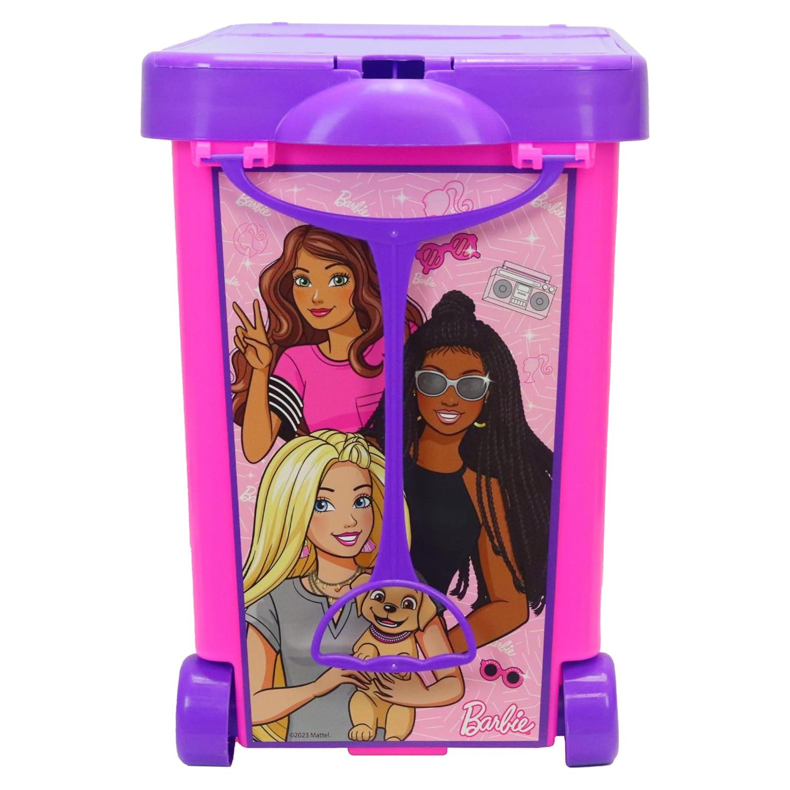 Contenedor Rodante Barbie 20L Rosa con Ruedas y Asa