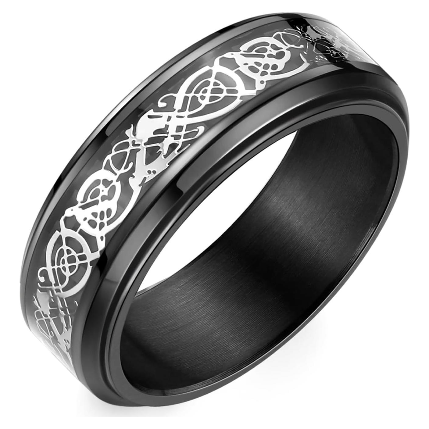 Anillo Giratorio de Acero Inoxidable Negro 8mm Adreamz