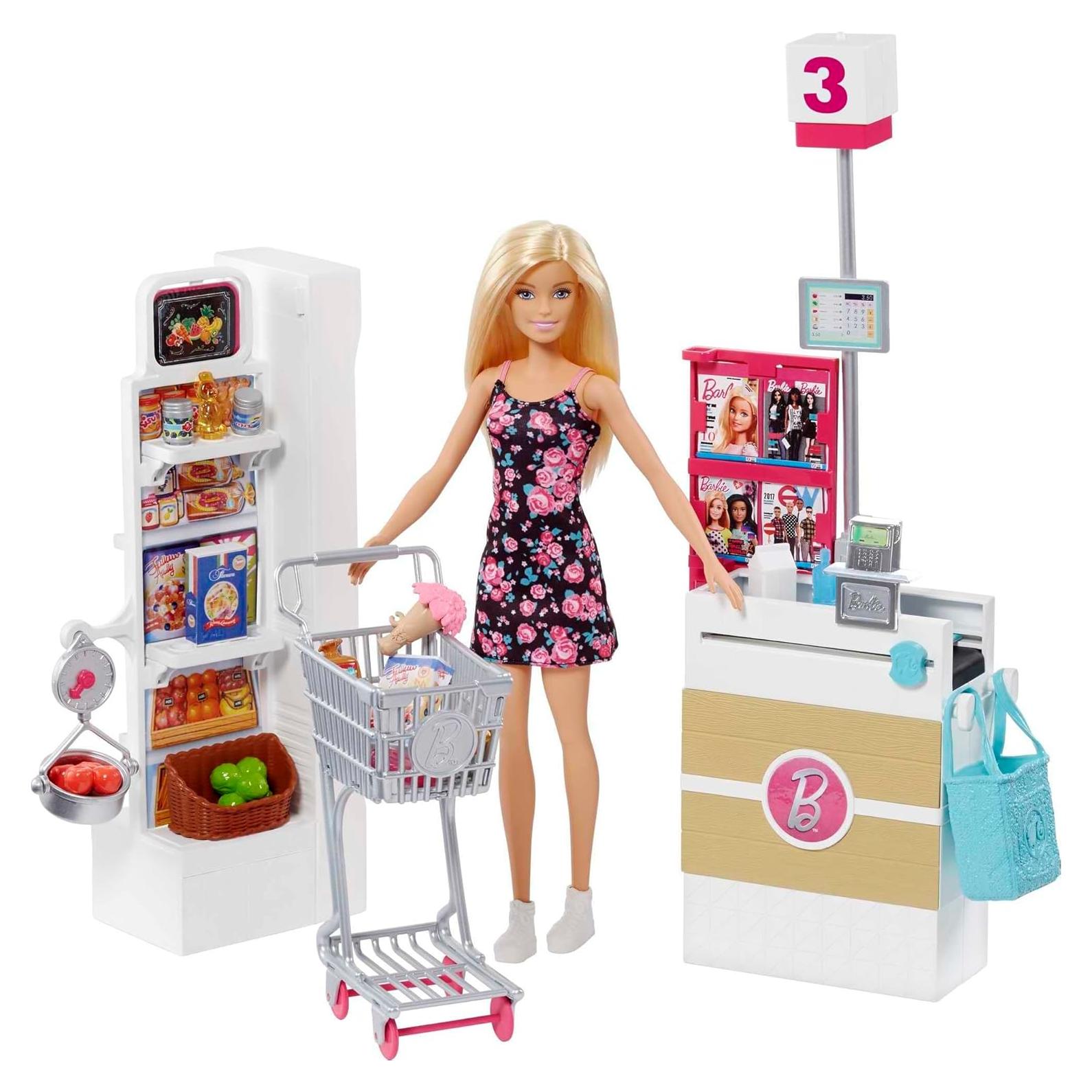 Juego de Supermercado Barbie con 25 Accesorios Temáticos