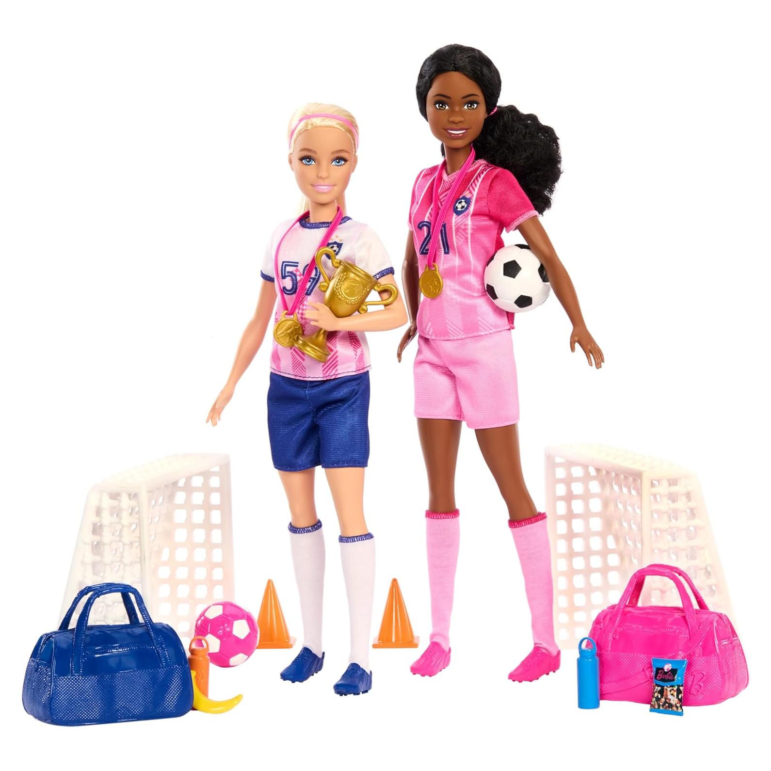 Juego de Fútbol Barbie Mattel con 2 Muñecas y 15 Accesorios