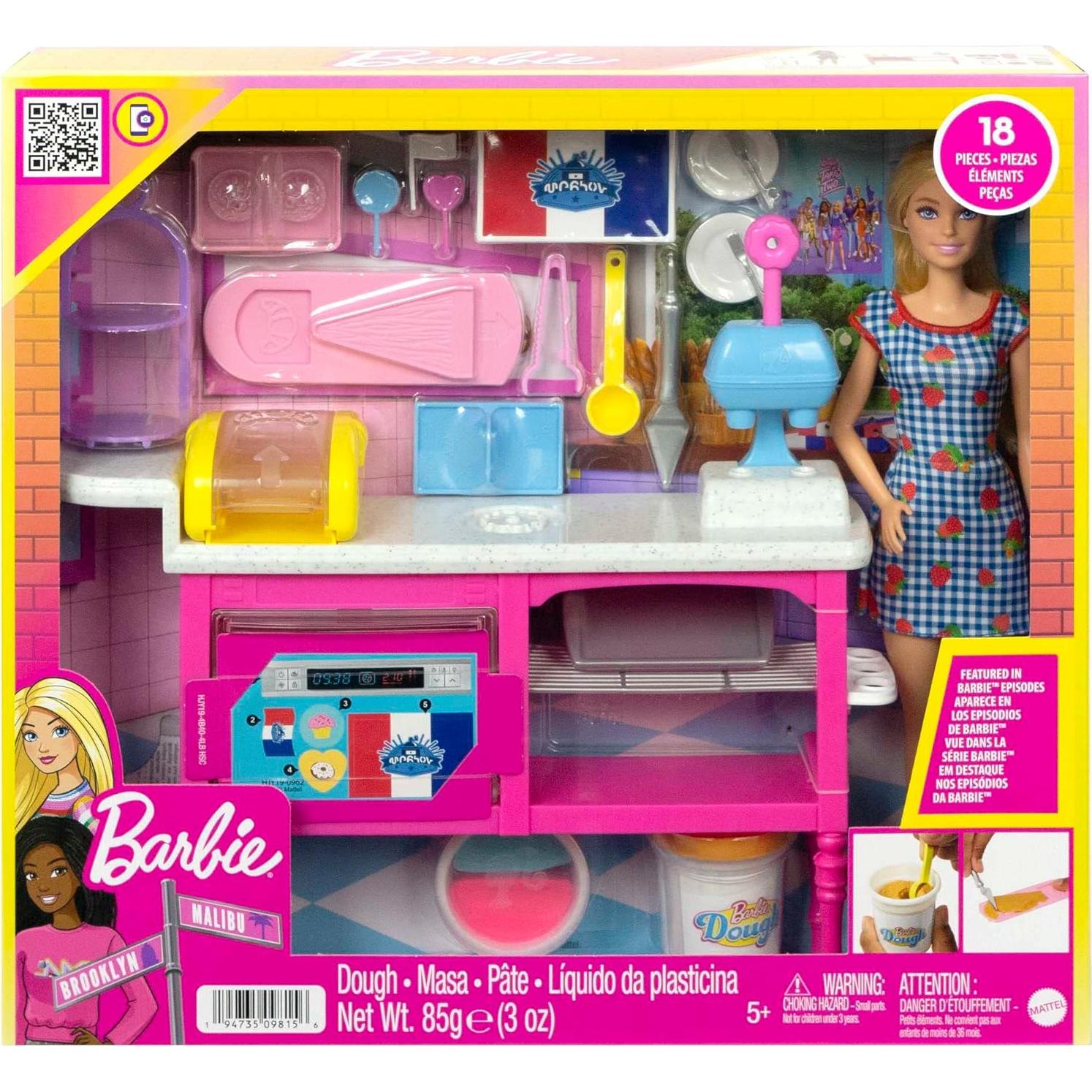 Set de Juego Barbie Cafetería Malibu con Muñeca y 18 Accesorios