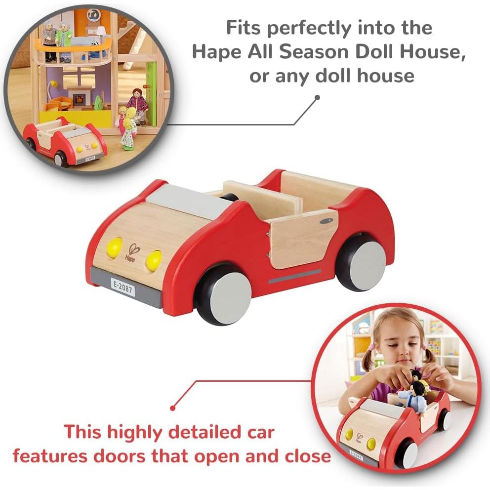 Coche Familiar de Juguete Hape de Madera 22.5x12.7cm