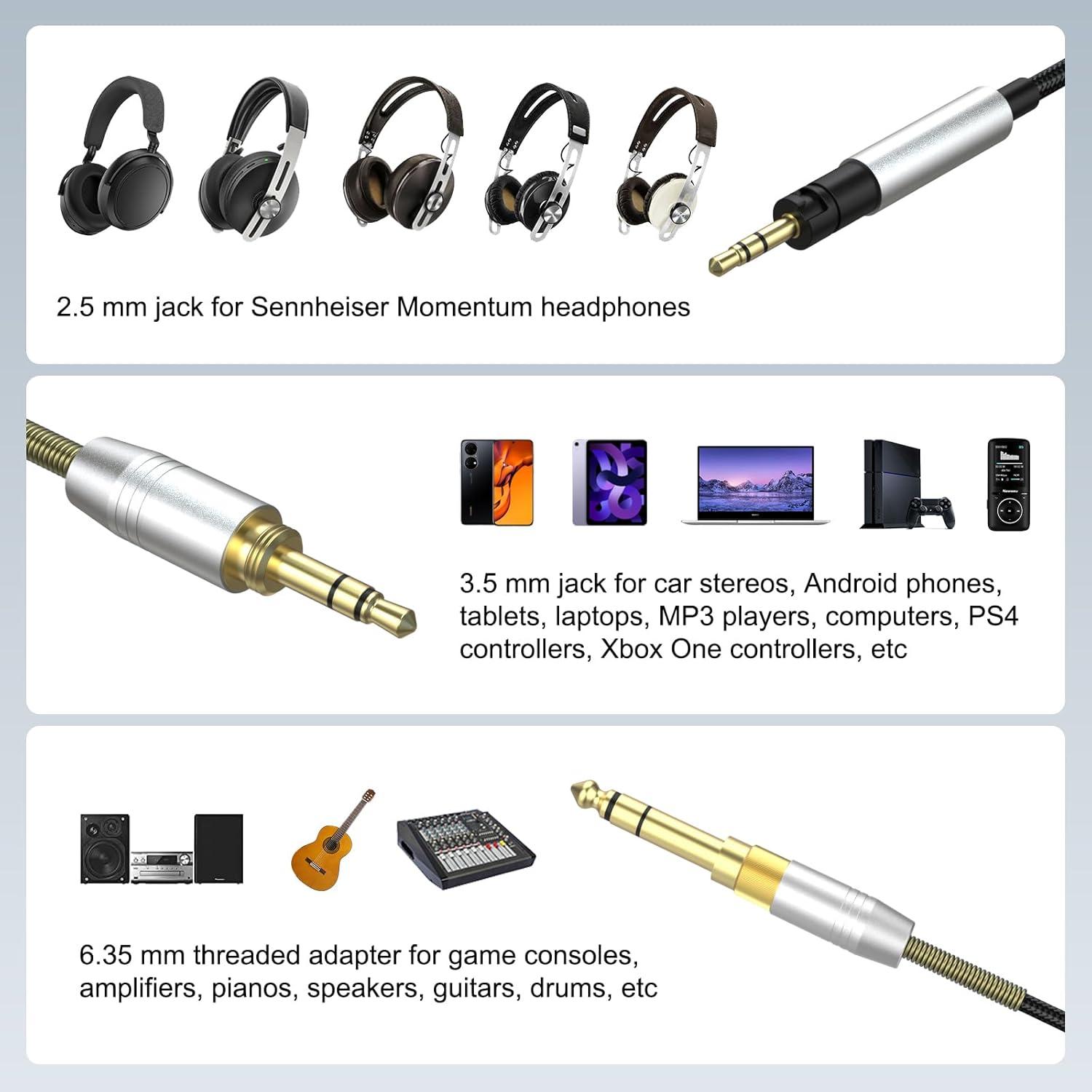 Cable de Audio Momentum 4 Gneinour 2m con Adaptador 6.35mm