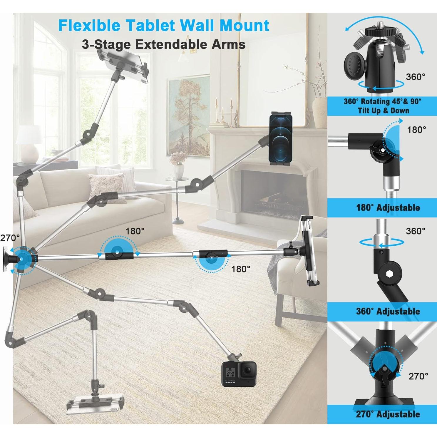 Soporte de Pared para Tableta YOOZ Brazo Largo 95 cm Ajustable