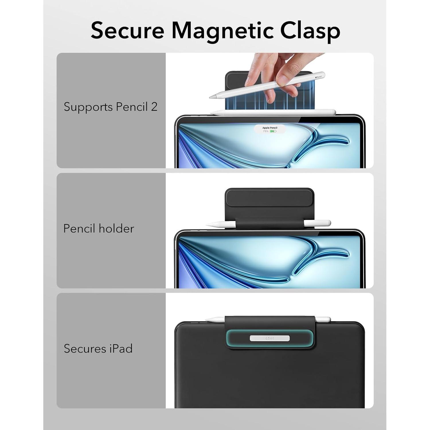 Funda ESR para iPad Air 11" y Pro 11" con teclado negro