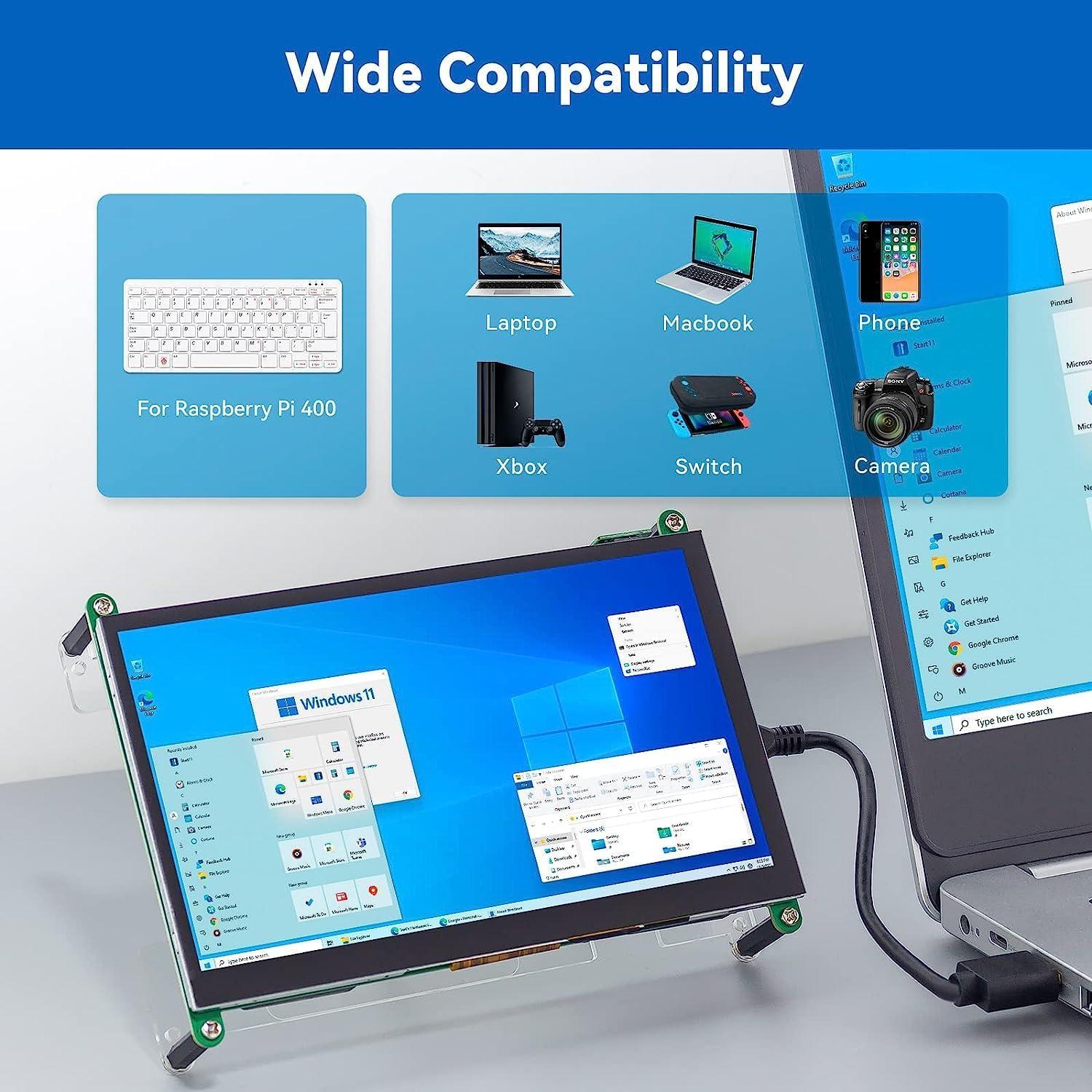Pantalla Táctil 7" SunFounder RPI 4/5, 1024x600 IPS