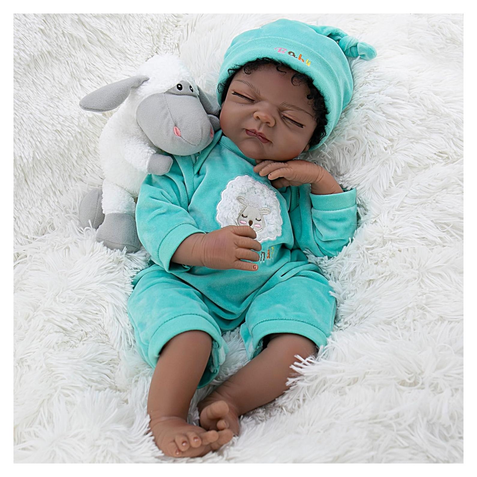 Muñeca Reborn Milidool 22" Negra Realista de Silicona