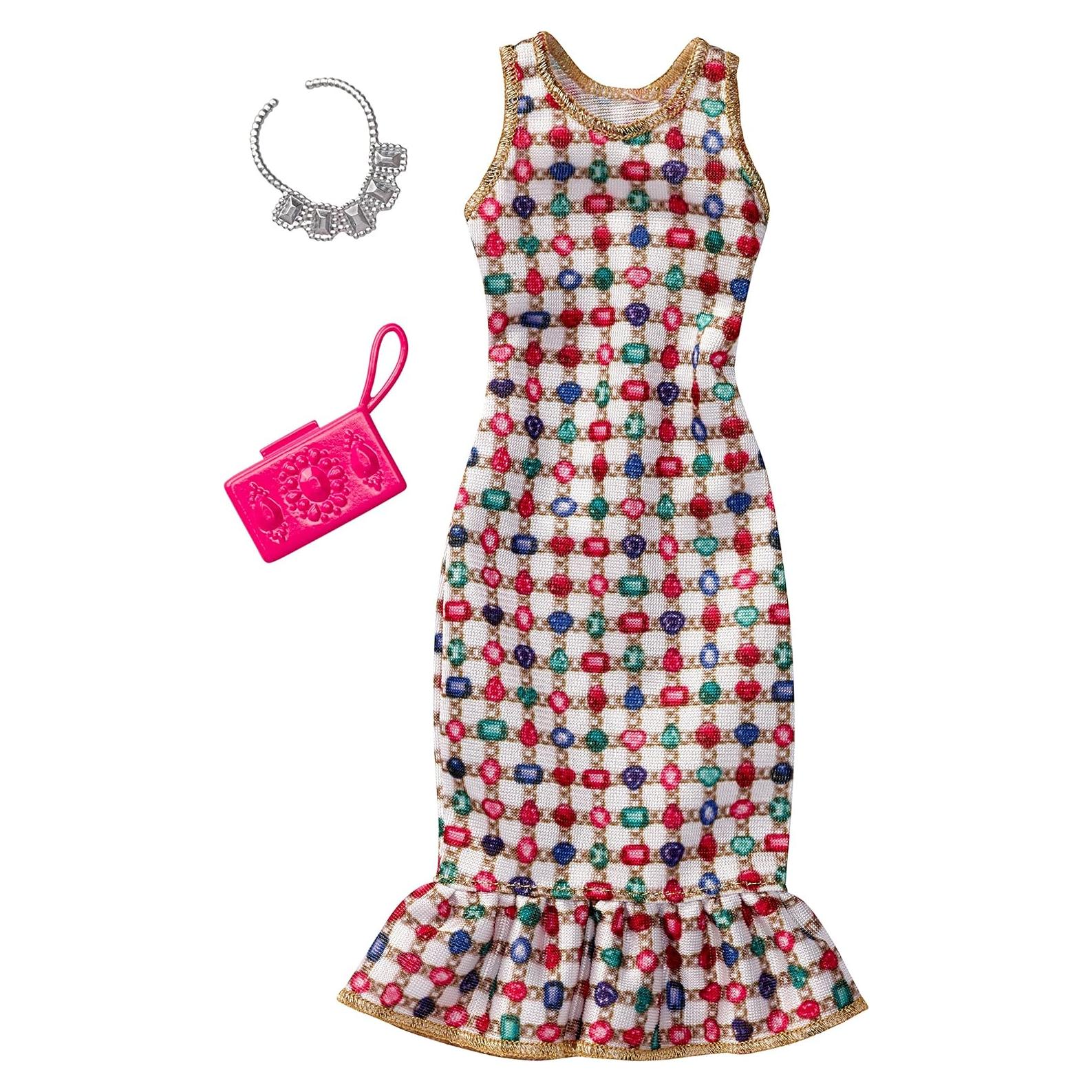 Vestido de joyas multicolores Barbie - Incluye bolso y accesorio