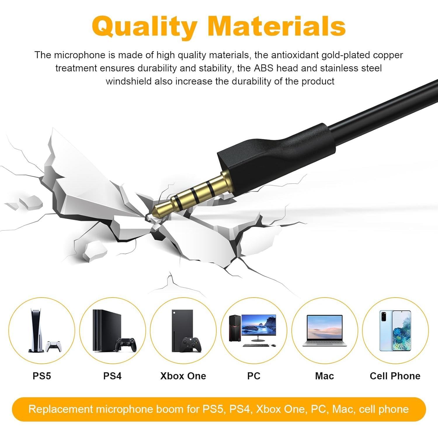 Toxaoii Replacement Microphone Compatible with Steelseries arctis 1 Gaming Headphones, Detachable 3.5mm Noise Cancelling Boom Microphone for Headphone, PC, Xbox One, PS4, PS5