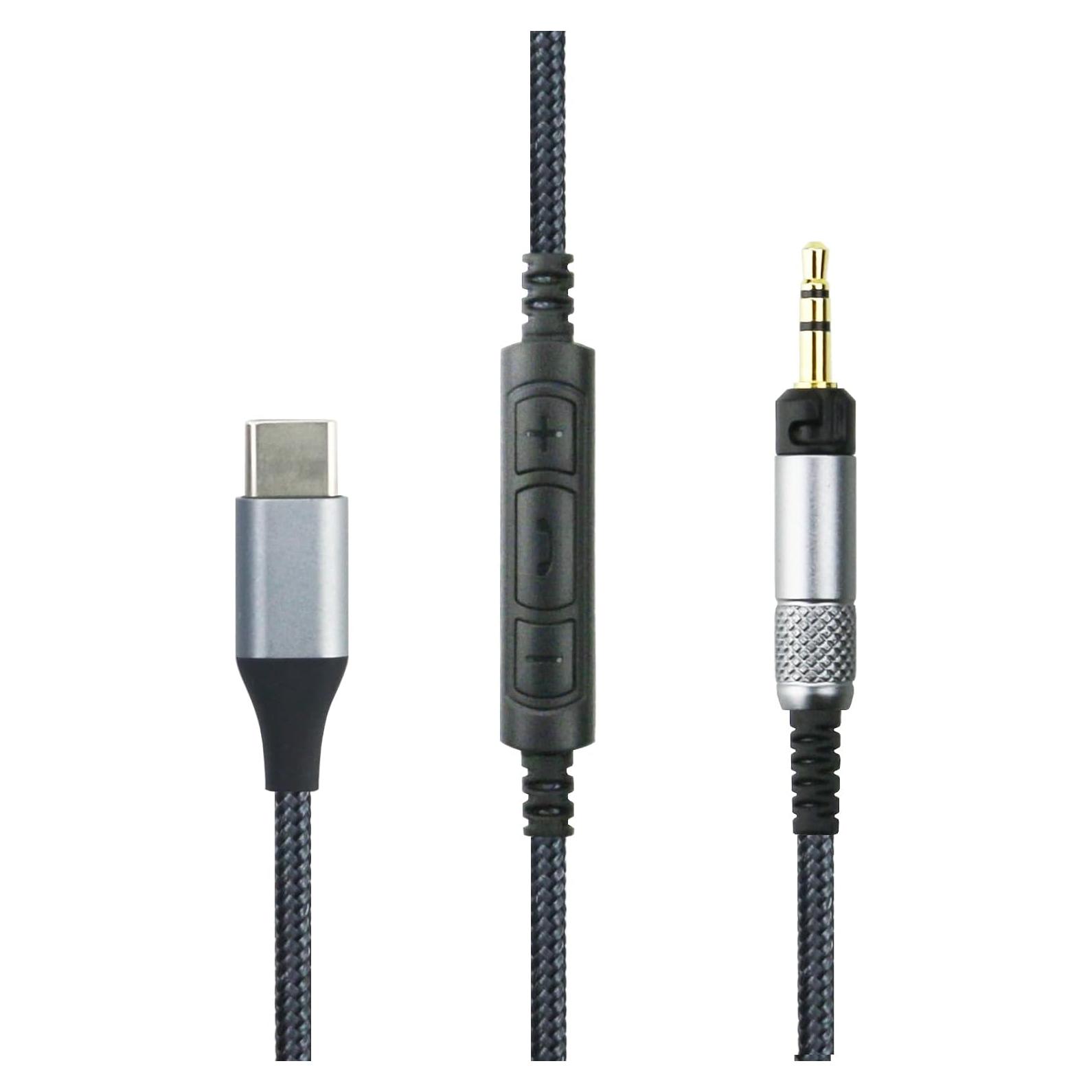 USB C to 2.5mm Audio Cable Compatible with Audio Technica ATH-M60X ATH-M50x ATH-M40x ATH-M70x Headphone, Remote Volume Mic Compatible with iPhone 15/iPad for Samsung for Oneplus Android Phone