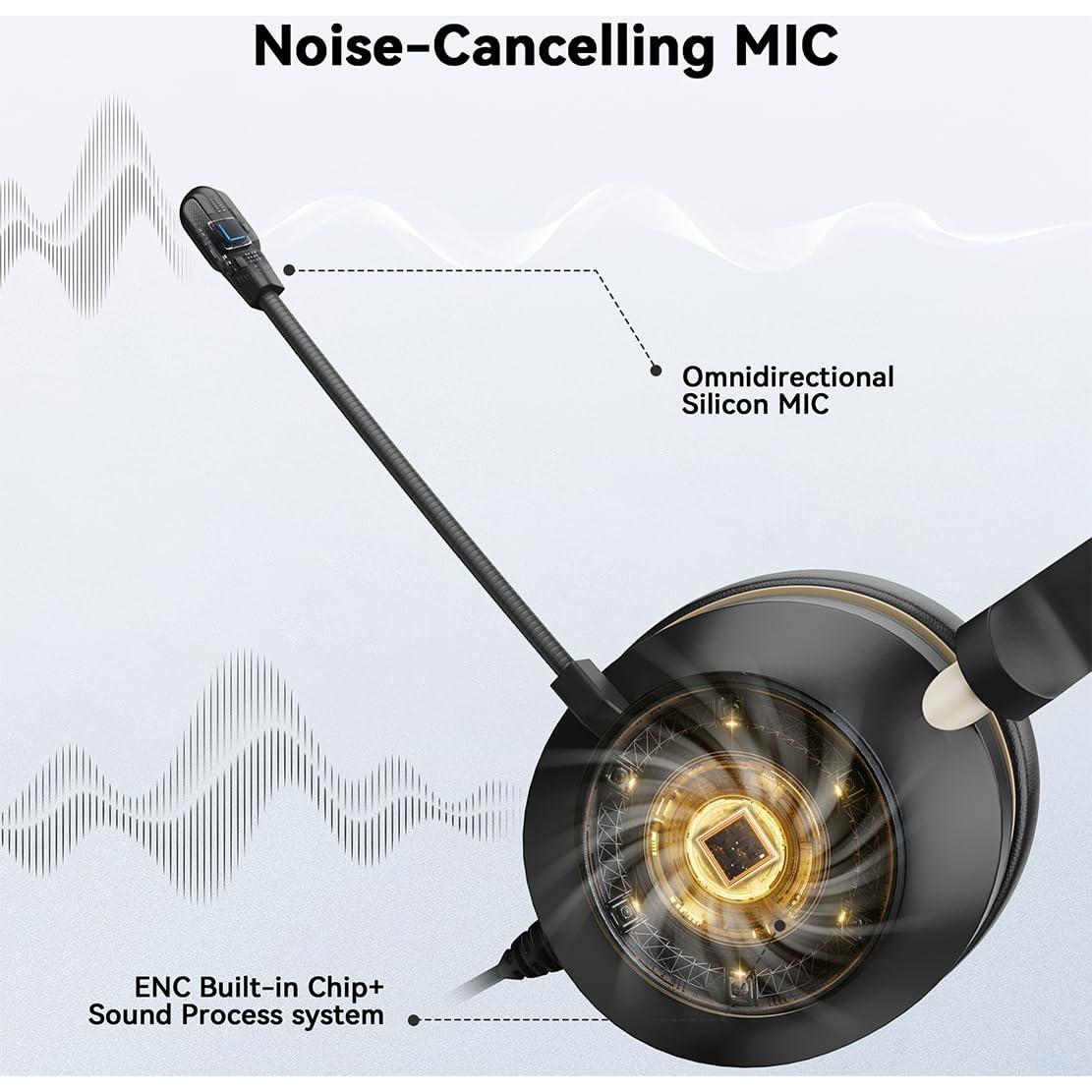 Auriculares USB Wantek 881K con micrófono y cancelación de ruido