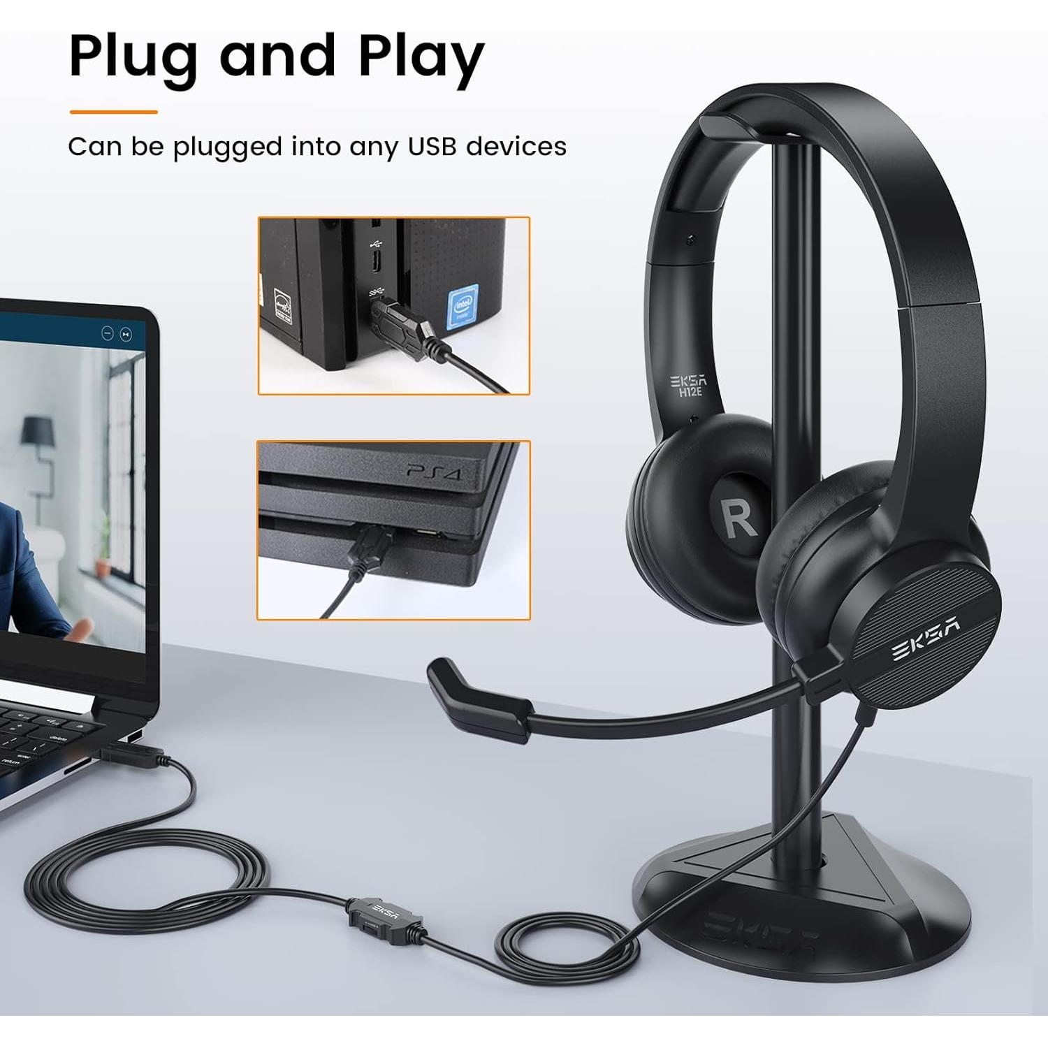 Auriculares USB EKSA H12E con micrófono y cancelación de ruido