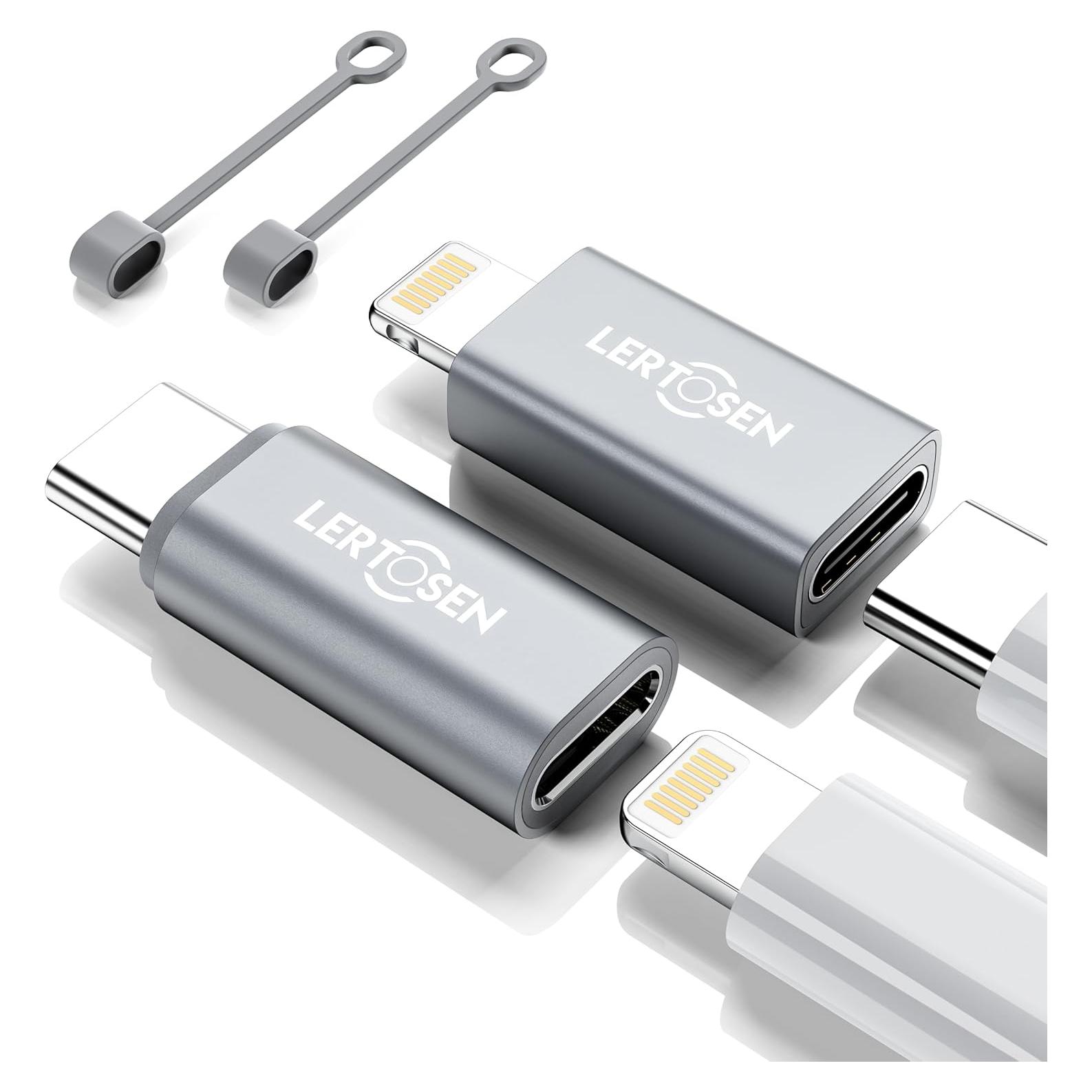 Paquete de 2 Adaptadores Lightning a USB-C LERTOSEN 27W