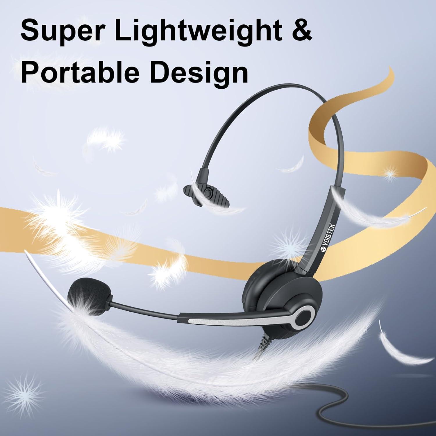 Auriculares USB Voistek Mono con Micrófono y Cancelación de Ruido