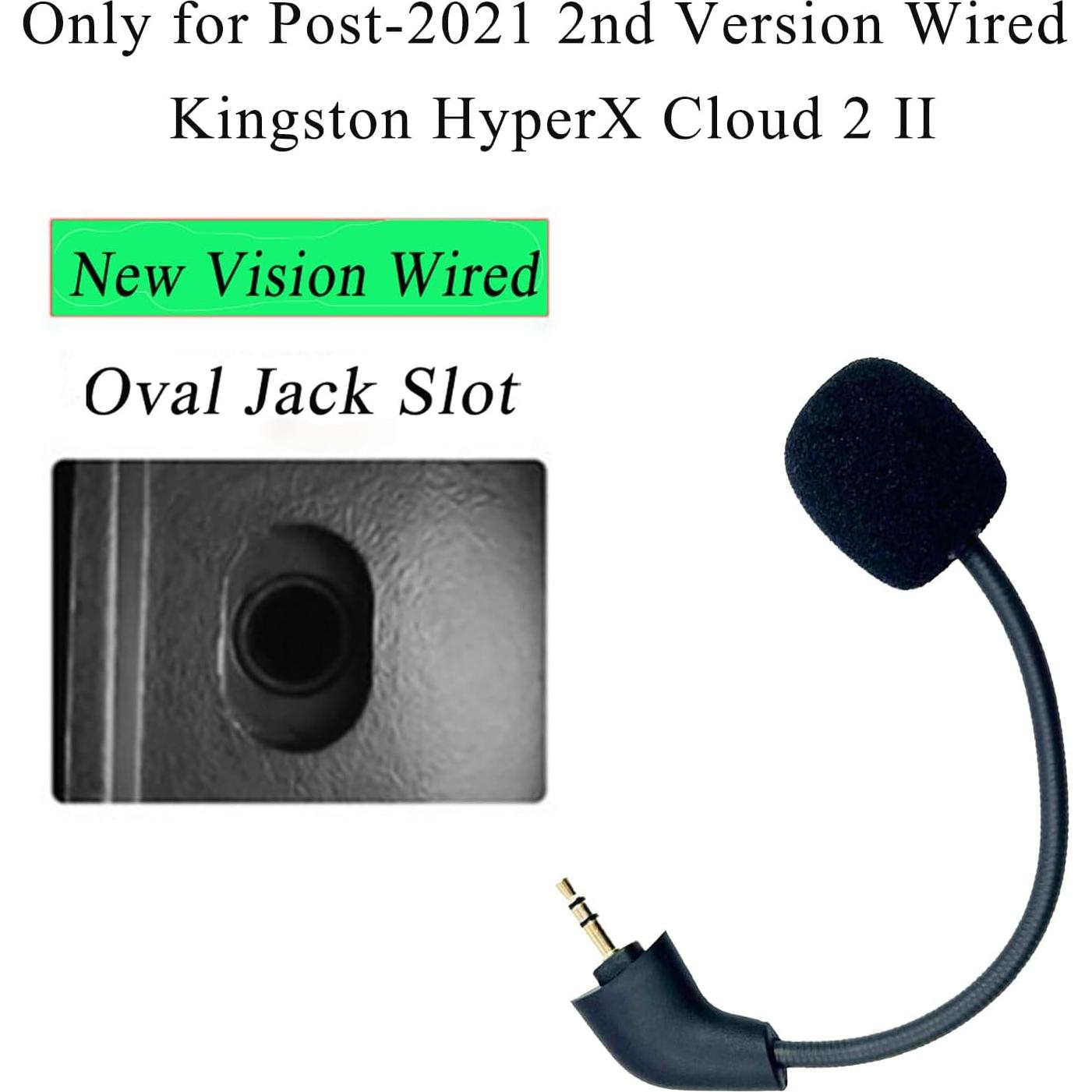 Replacement Game Mic for Post-2021 2nd Version Wired Kingston HyperX Cloud II Gaming Headset, 3.5 mm Jack