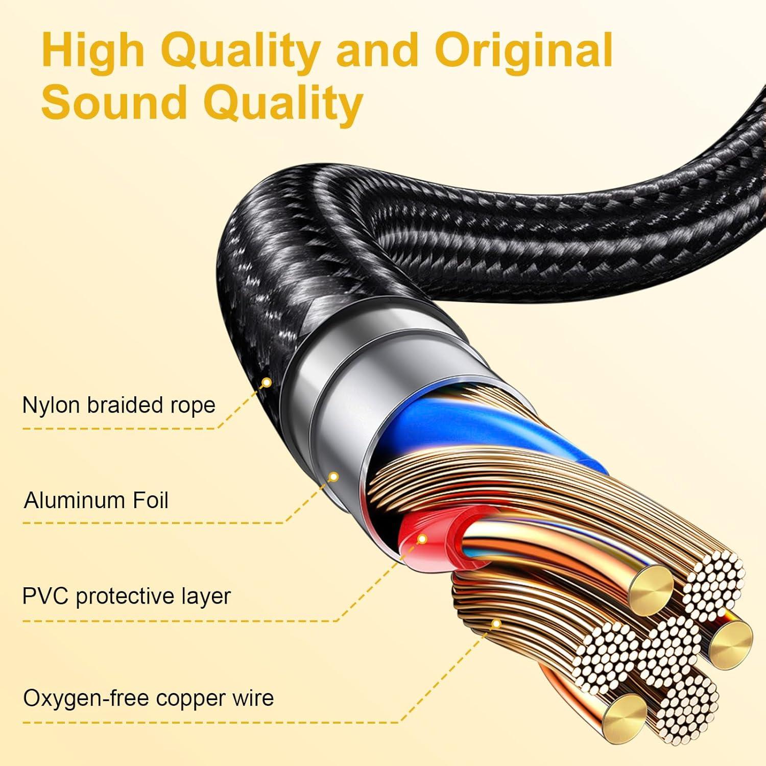 Cable de Audio de Reemplazo 1.5m Auhsuxo para HyperX Cloud Alpha