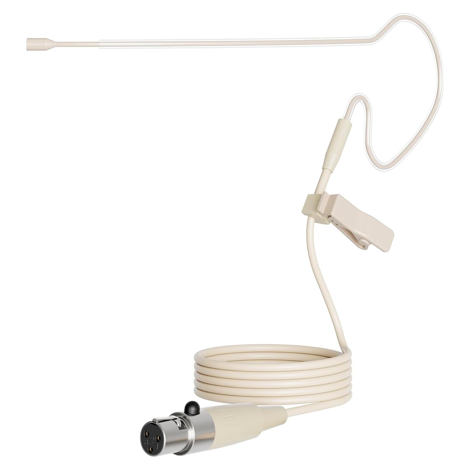 J K Pro Earhook Headworn Microphone Headset Microphone MIC-J S90 Compatible with AKG Samson Wireless Bodypack Transmitter - Mini XLR TA3F Connector