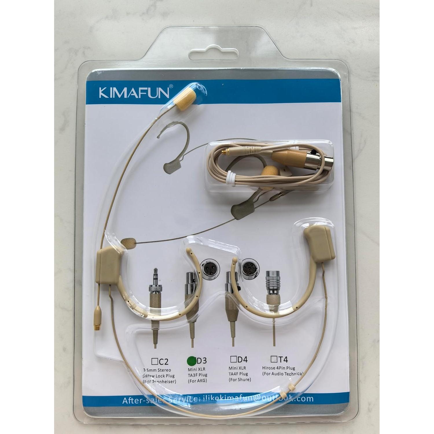 Headset/Headworn Microphone Professional Earset Over Ear Hanging Condenser Mic Compatible with AKG Wireless System Bodypack Transmitter, Ideal for Performance, Theater, Lecture - Beige D3