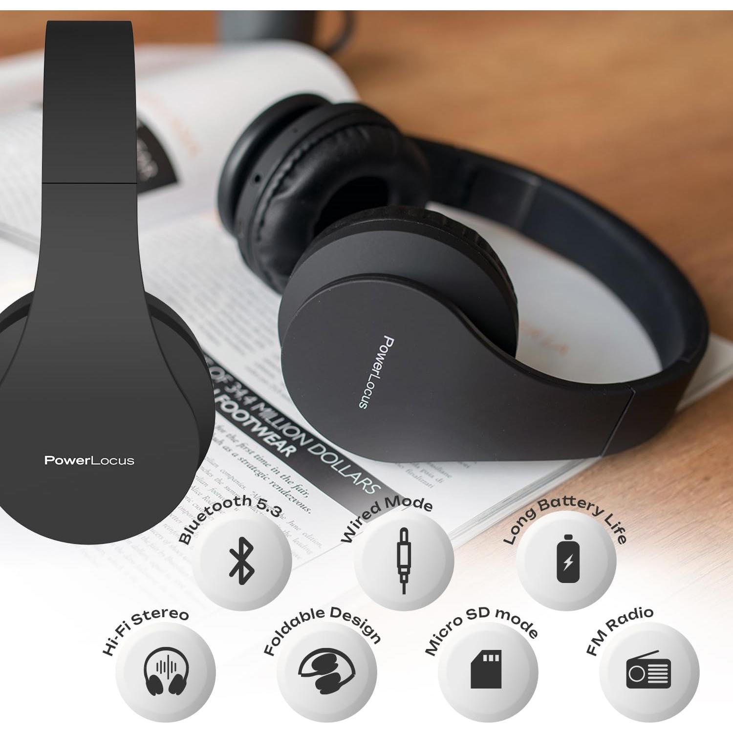Auriculares Inalámbricos Bluetooth PowerLocus P1 Over-Ear Negro