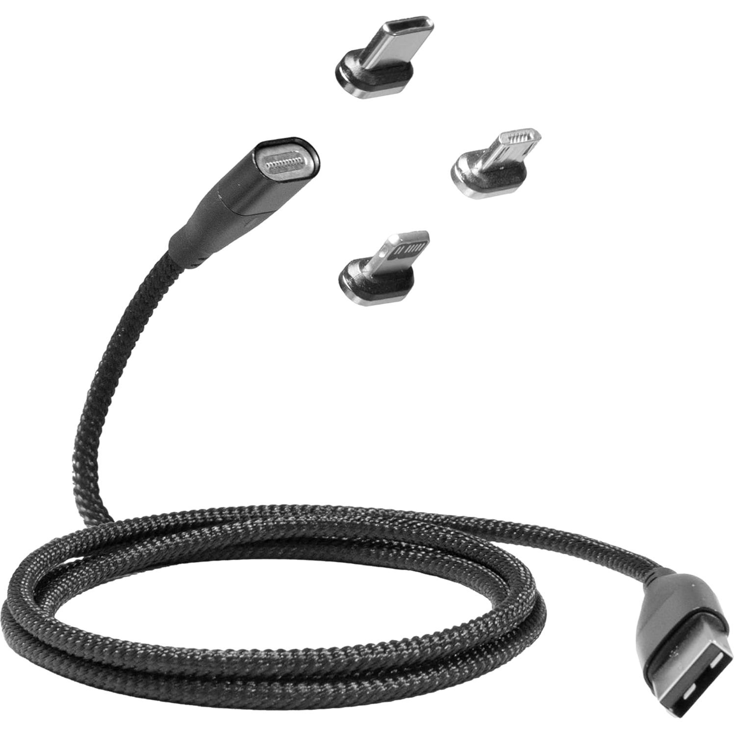 Cable MagnetoSnap BoxWave 100W USB-C y Micro USB - Negro