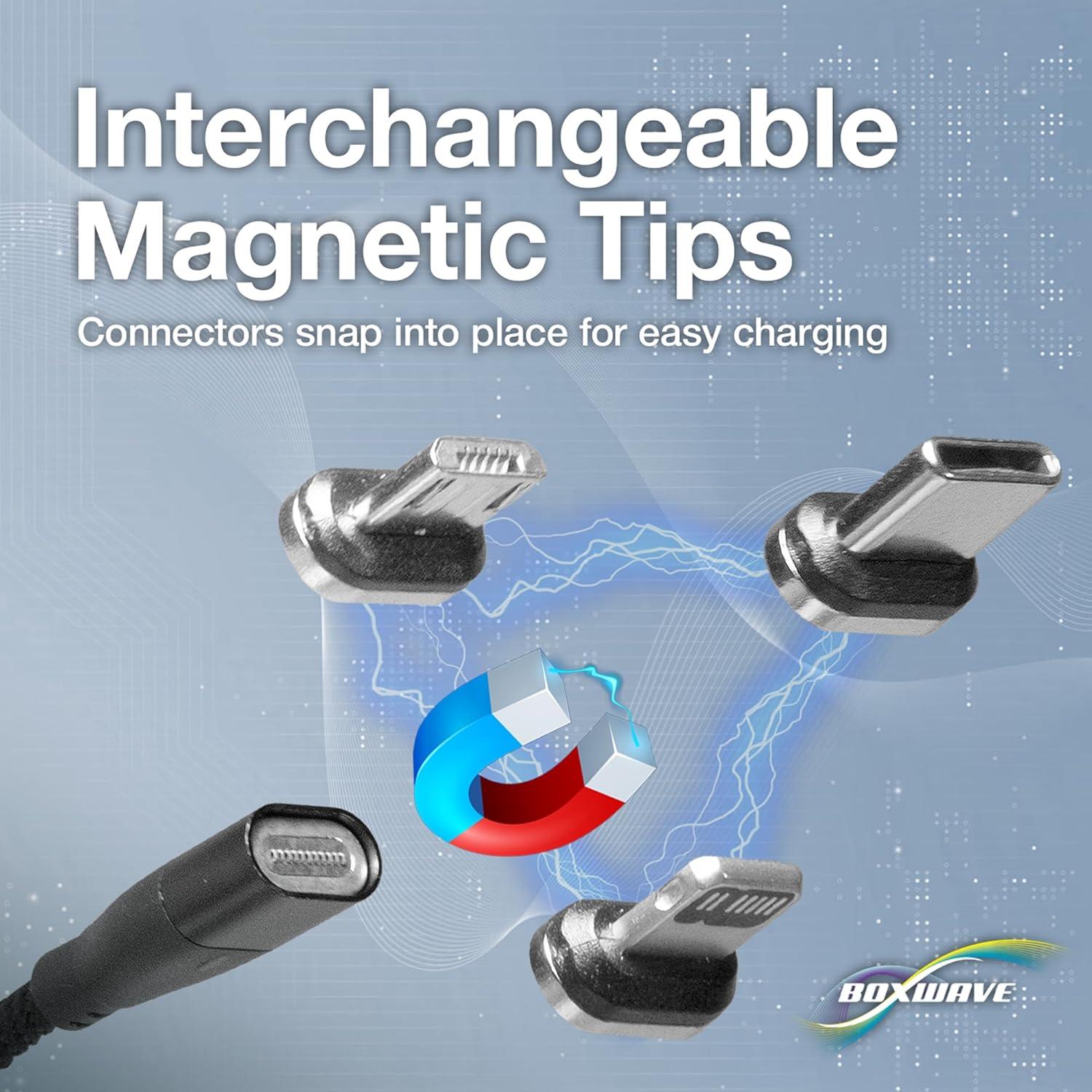 Cable MagnetoSnap BoxWave 100W USB-C y Micro USB - Negro