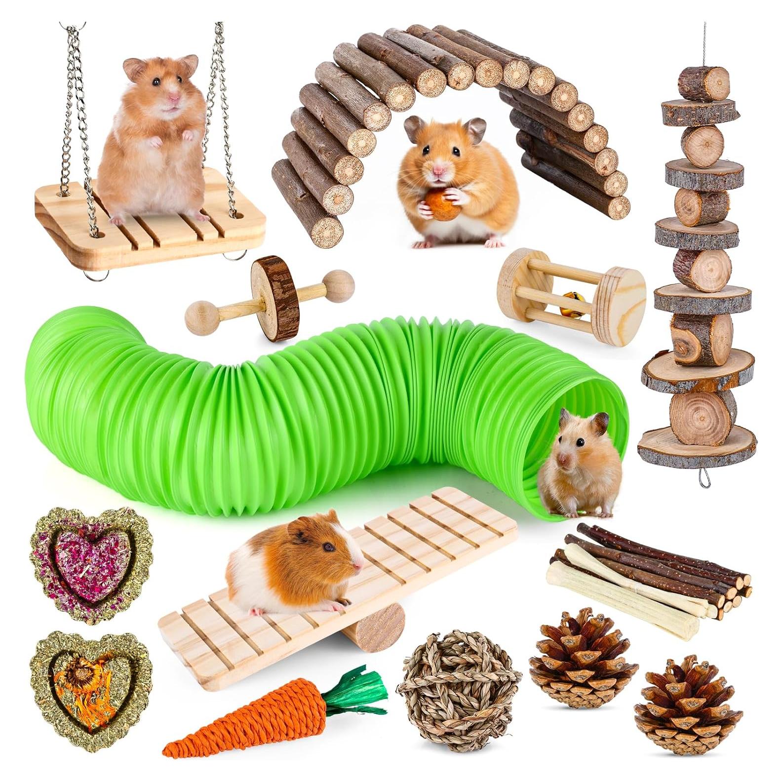 Conjunto de Juguetes para Hámster VESPRO - Madera y Heno