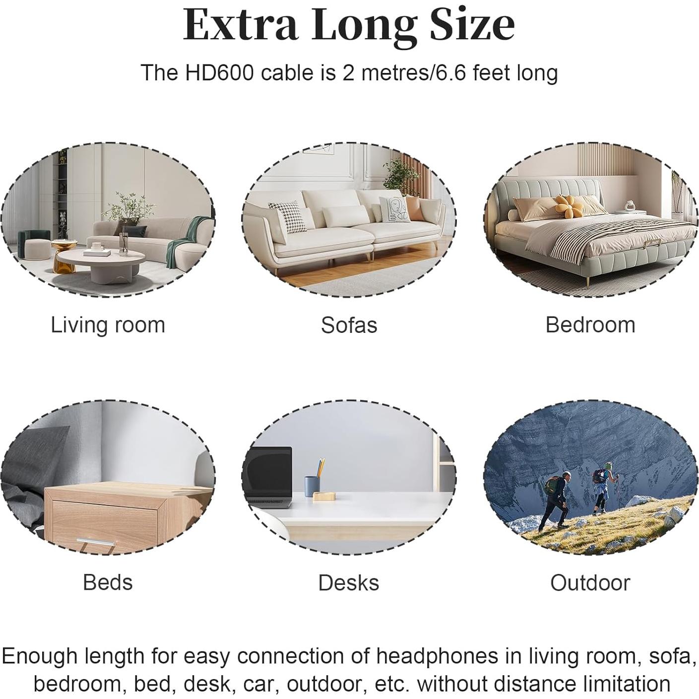 Cable de Reemplazo HD650 Gneinour 2m para Auriculares Sennheiser