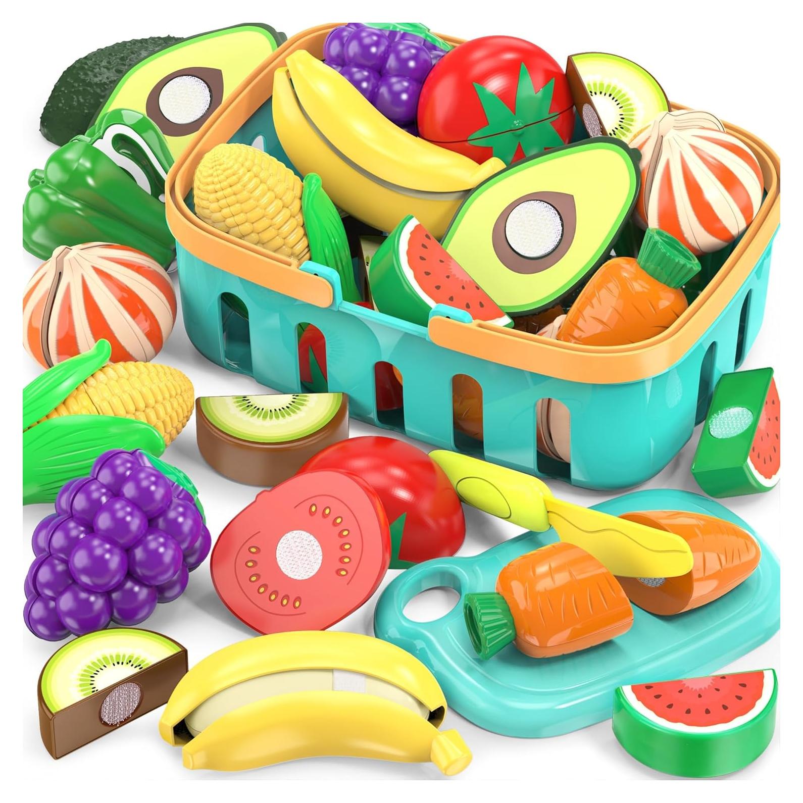 Set de Comida de Juego MOEAWS 28 Piezas Frutas y Verduras