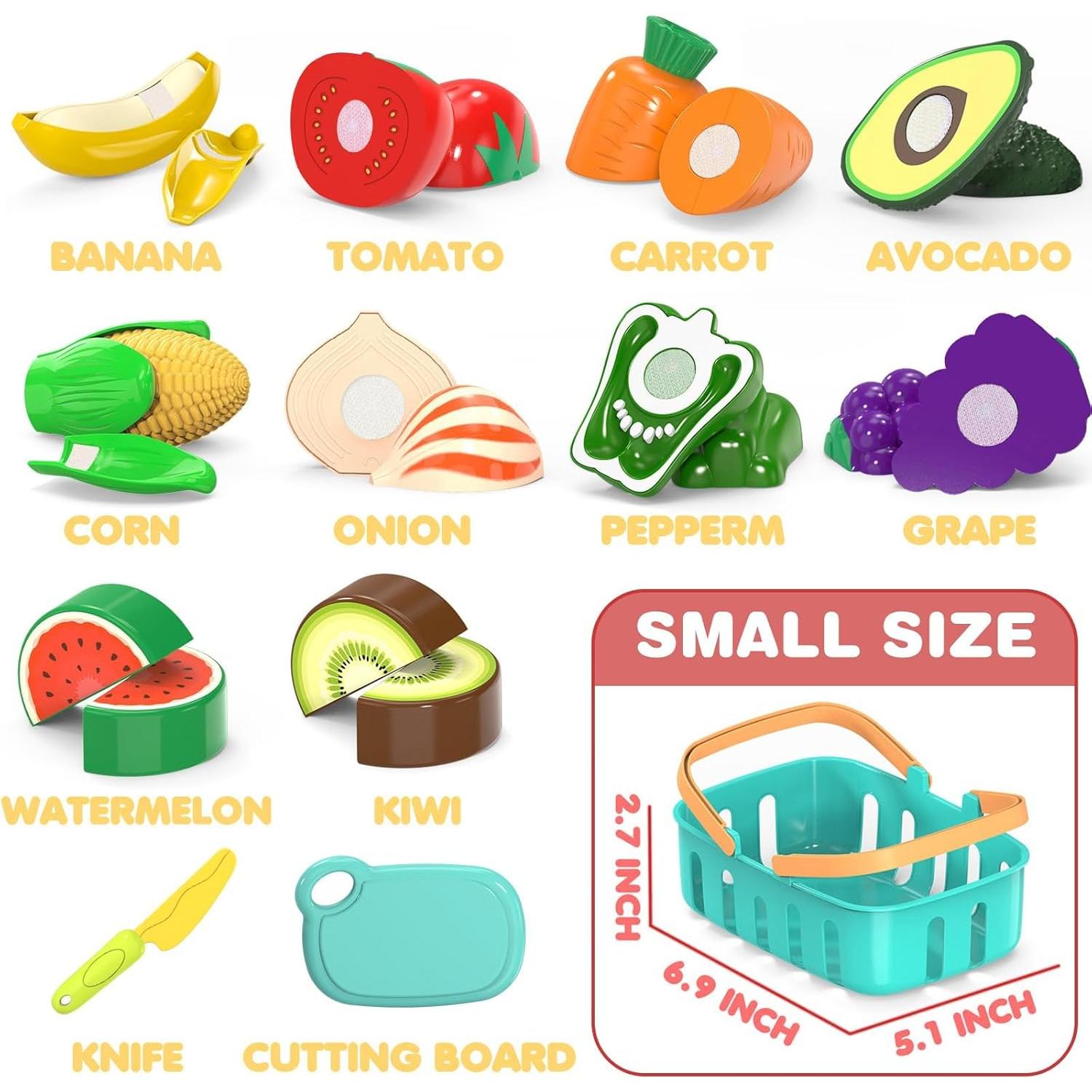 Set de Comida de Juego MOEAWS 28 Piezas Frutas y Verduras